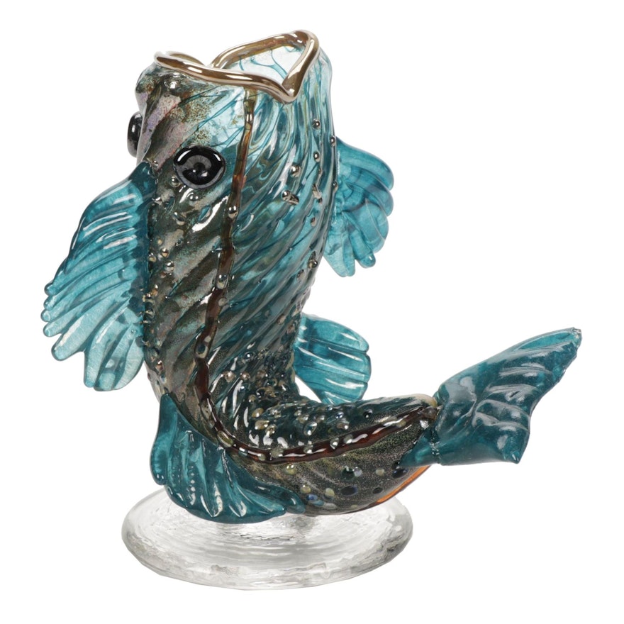 Andy Hudson Handblown Art Glass Fish Vase, 2019