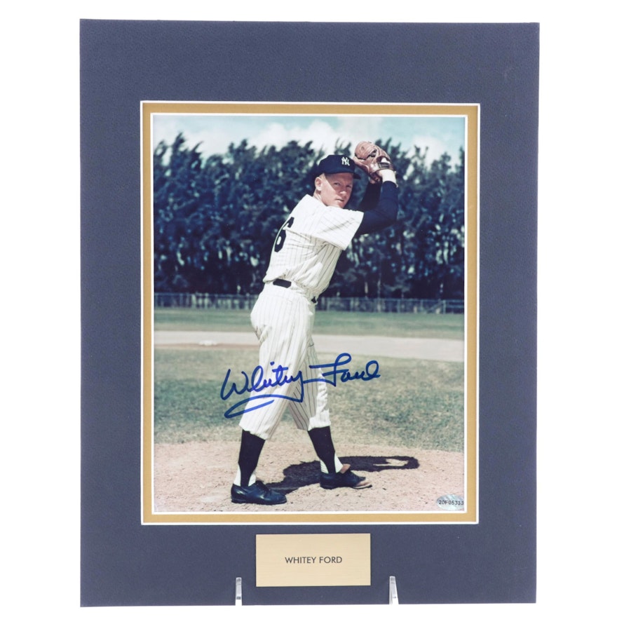 Whitey Ford Signed New York Yankees Hall of Fame Pitcher Photo Print, COA