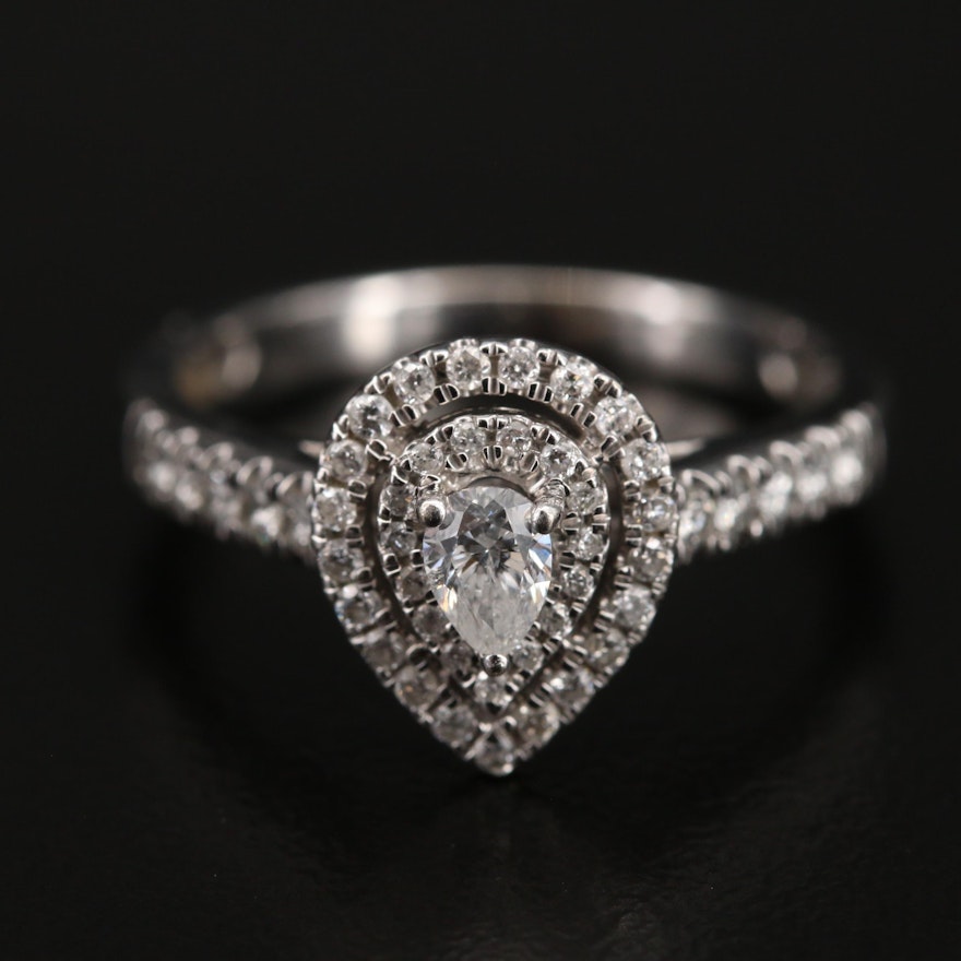 10K Diamond Double Halo Ring