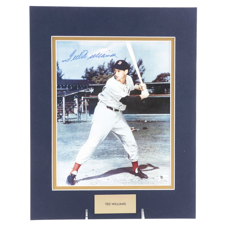 Ted Williams Signed Boston Red Sox Hall of Fame Slugger Photo Print, COA
