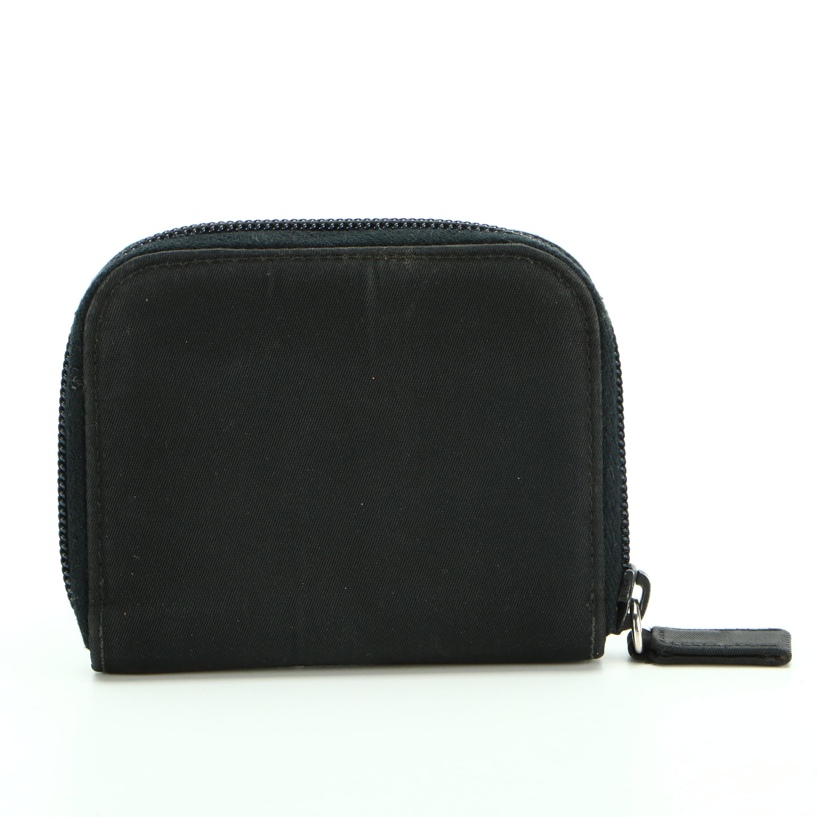 Prada Zipper Accordion Coin Purse in Black Nylon