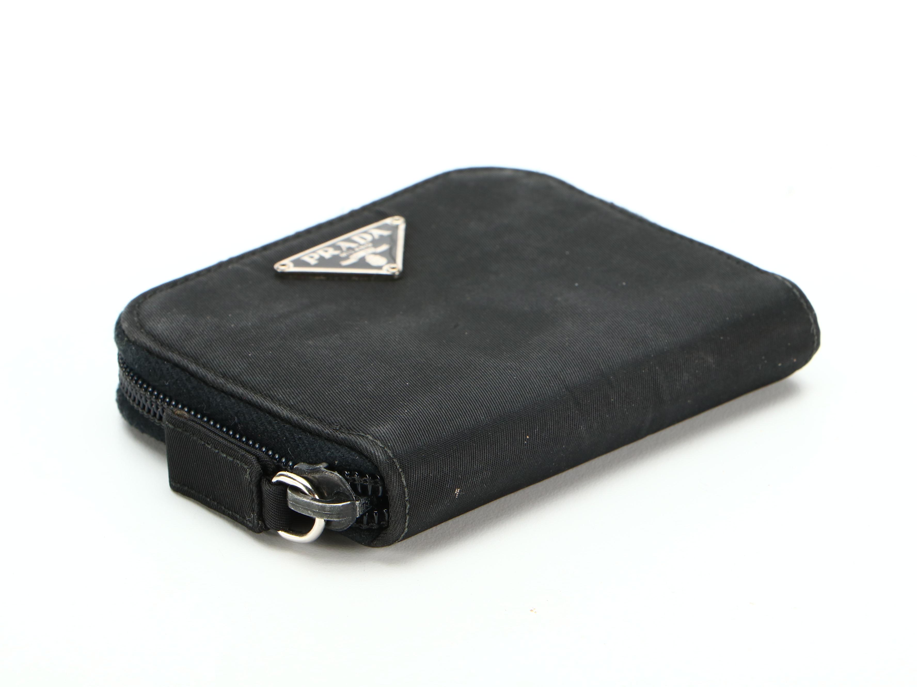 Prada Zipper Accordion Coin Purse in Black Nylon