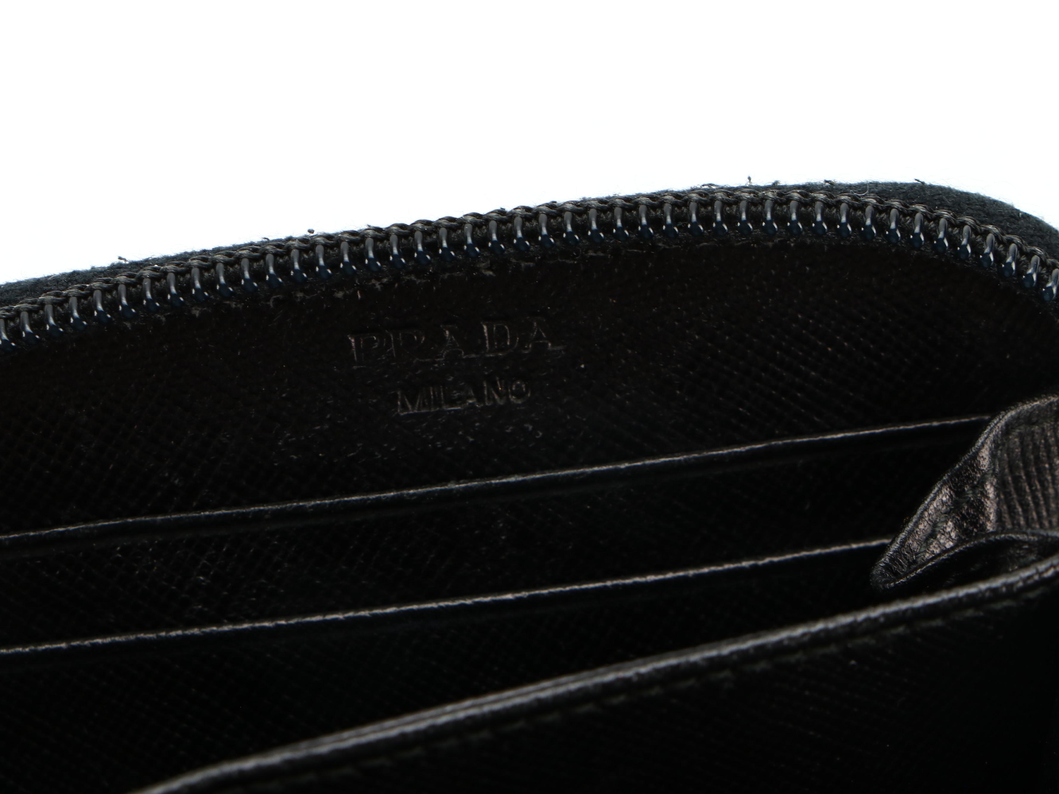 Prada Zipper Accordion Coin Purse in Black Nylon