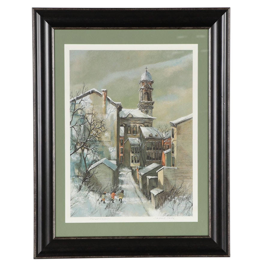 Robert Fabe Offset Lithograph "First Snow"