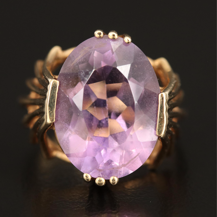 10K 8.30 CT Amethyst Solitaire Ring