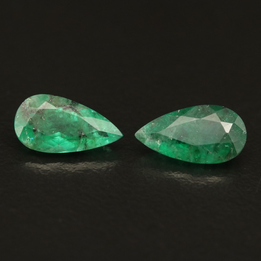 Loose 2.56 CTW Matched Pair of Emeralds