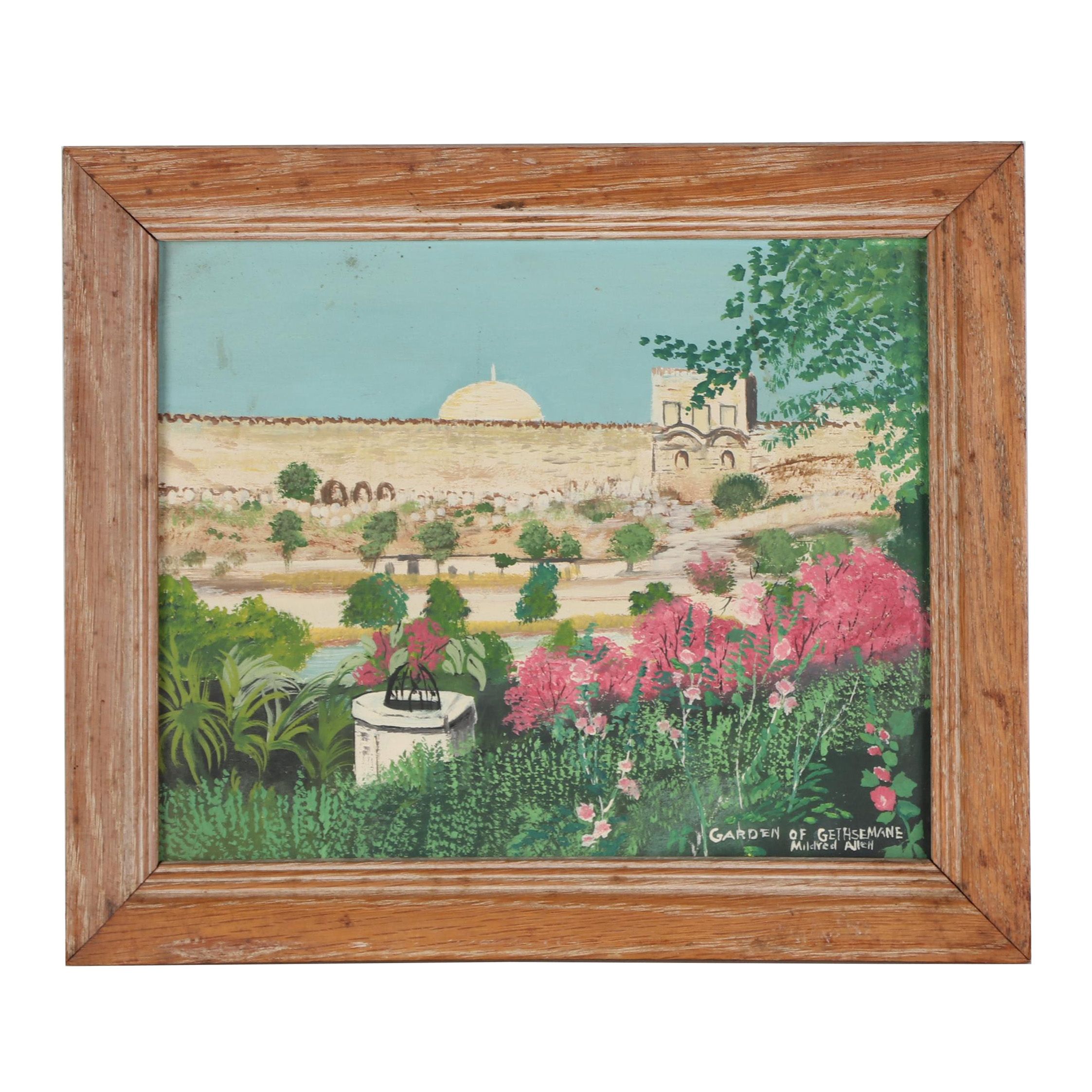 Mildred Allen Oil Painting "Garden of Gethsemane," Mid-20th Century