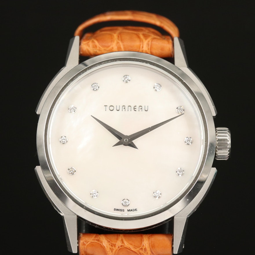 Tourneau Mother of Pearl Diamond Dial Wristwatch