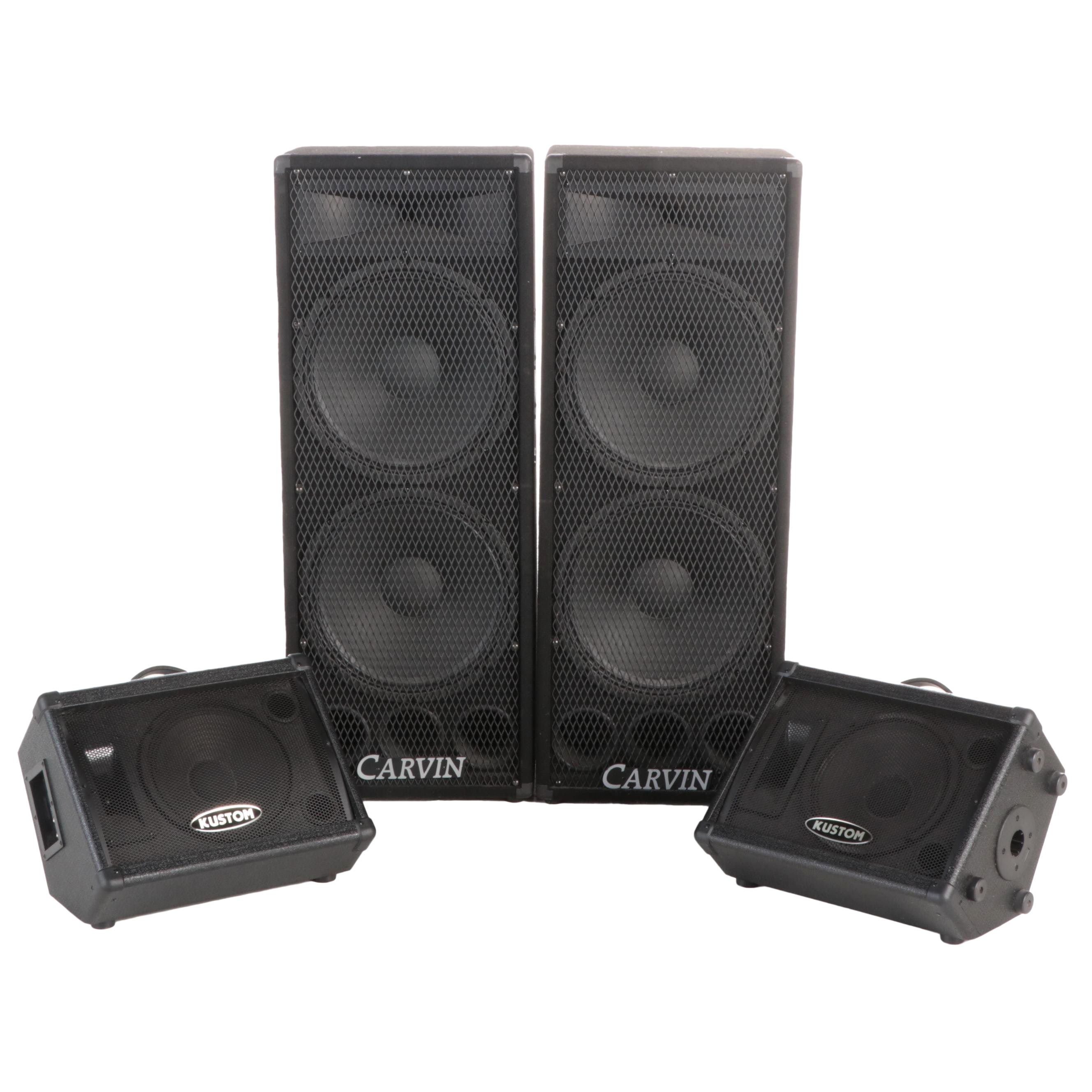 Carvin 1562 P.A. Speakers, Kustom KSC10M Floor Monitors