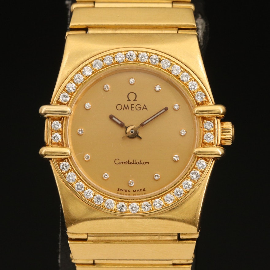 18K Omega Constellation Manhattan Diamond Wristwatch