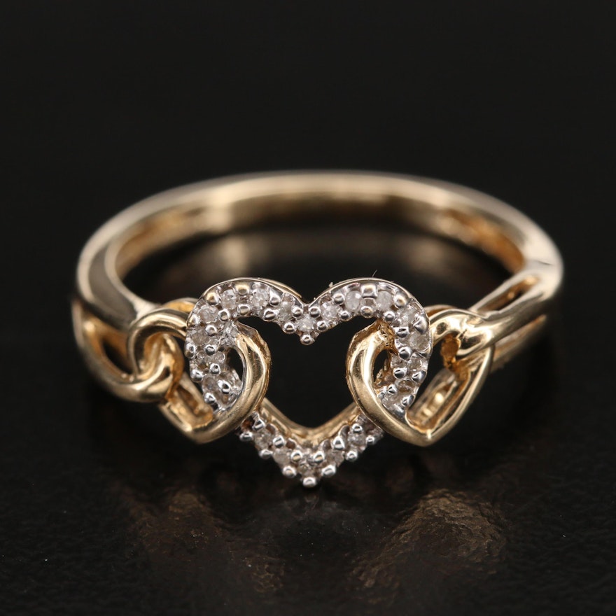 10K 0.05 CTW Diamond Interlocking Heart Ring