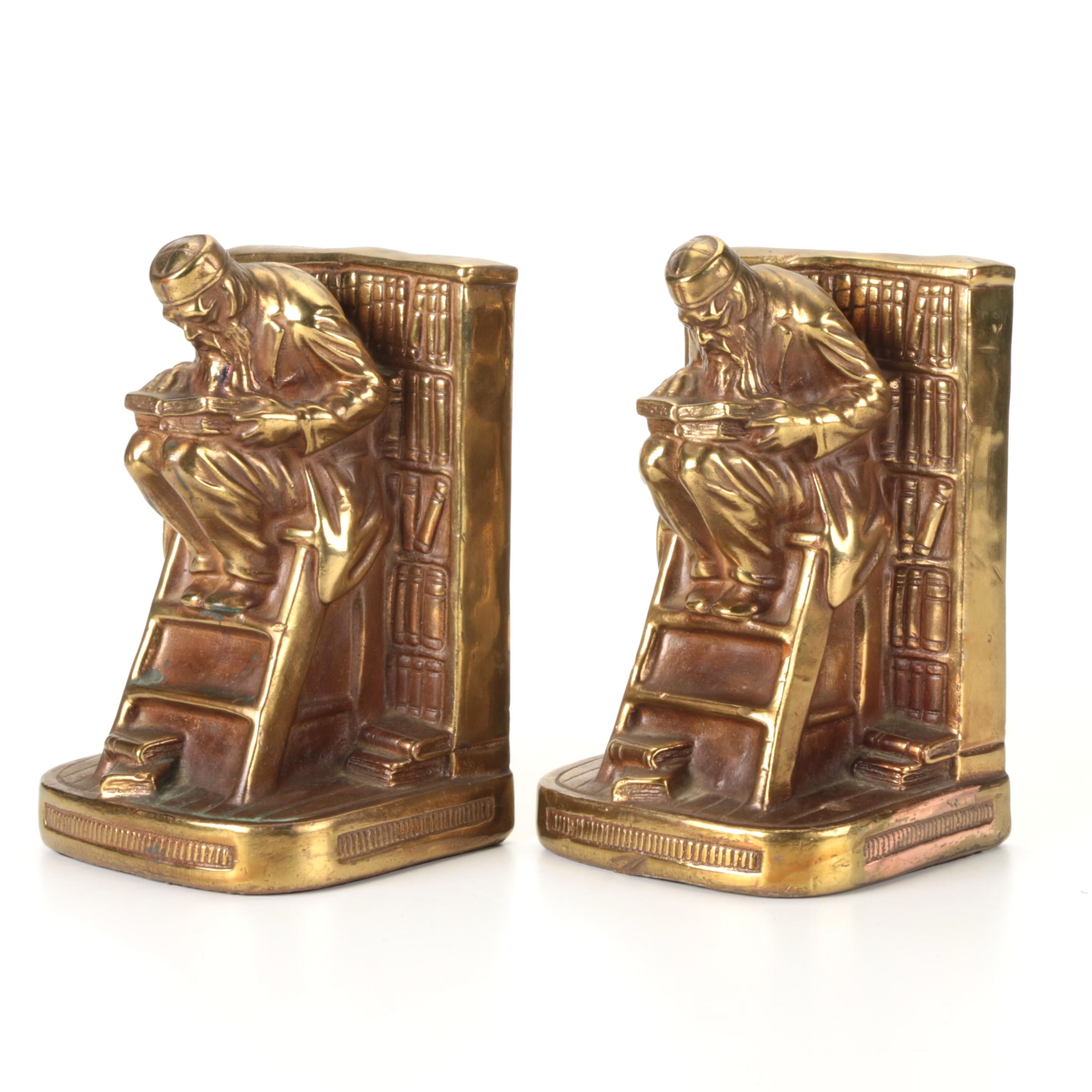 Armor Bronze Co. Gilt Bronze Scholar Bookends, Early 20th Century