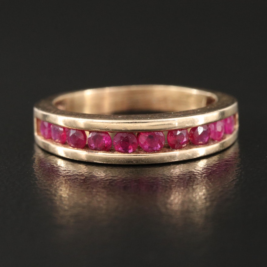 10K Channel Set Ruby Tapered Band