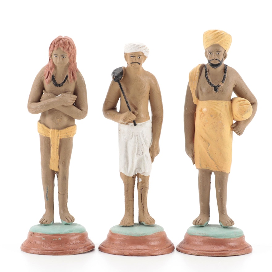 Middle Eastern Hand-Painted Red Clay Figurines