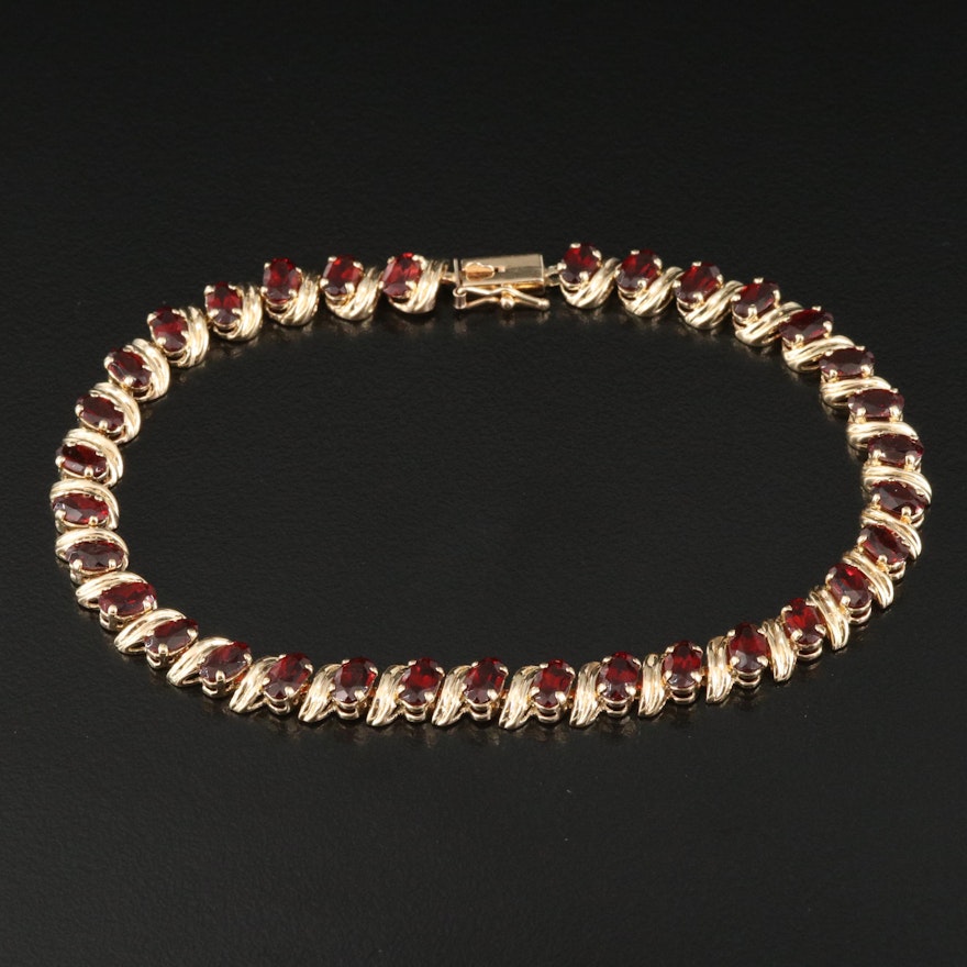 14K Garnet S Link Bracelet