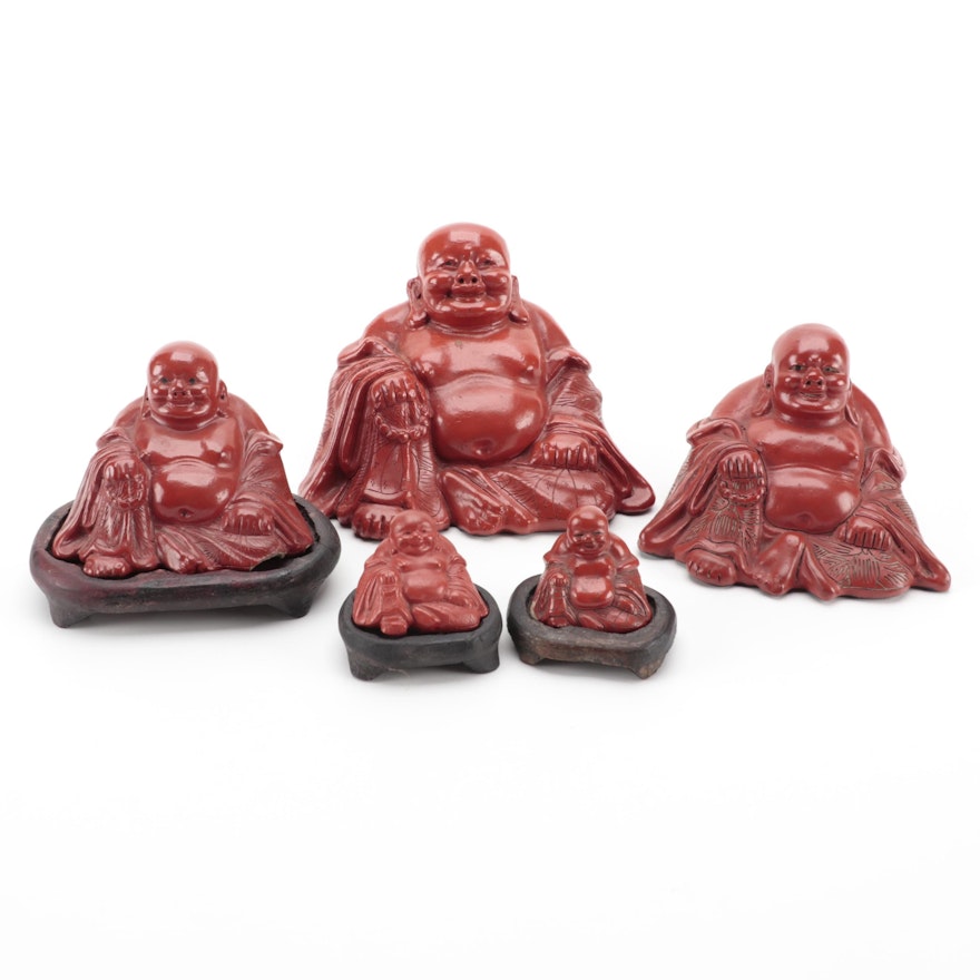 Chinese Lacquerware Seated Buddha Figurines