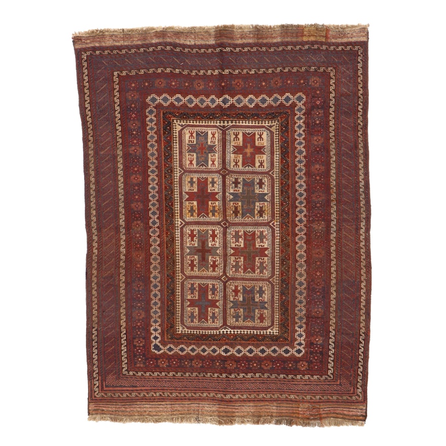 5'3 x 7'7 Handwoven Pakistani Baluch Soumak Area Rug