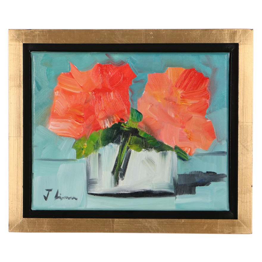 José M. Lima Floral Still Life Oil Painting, 2021