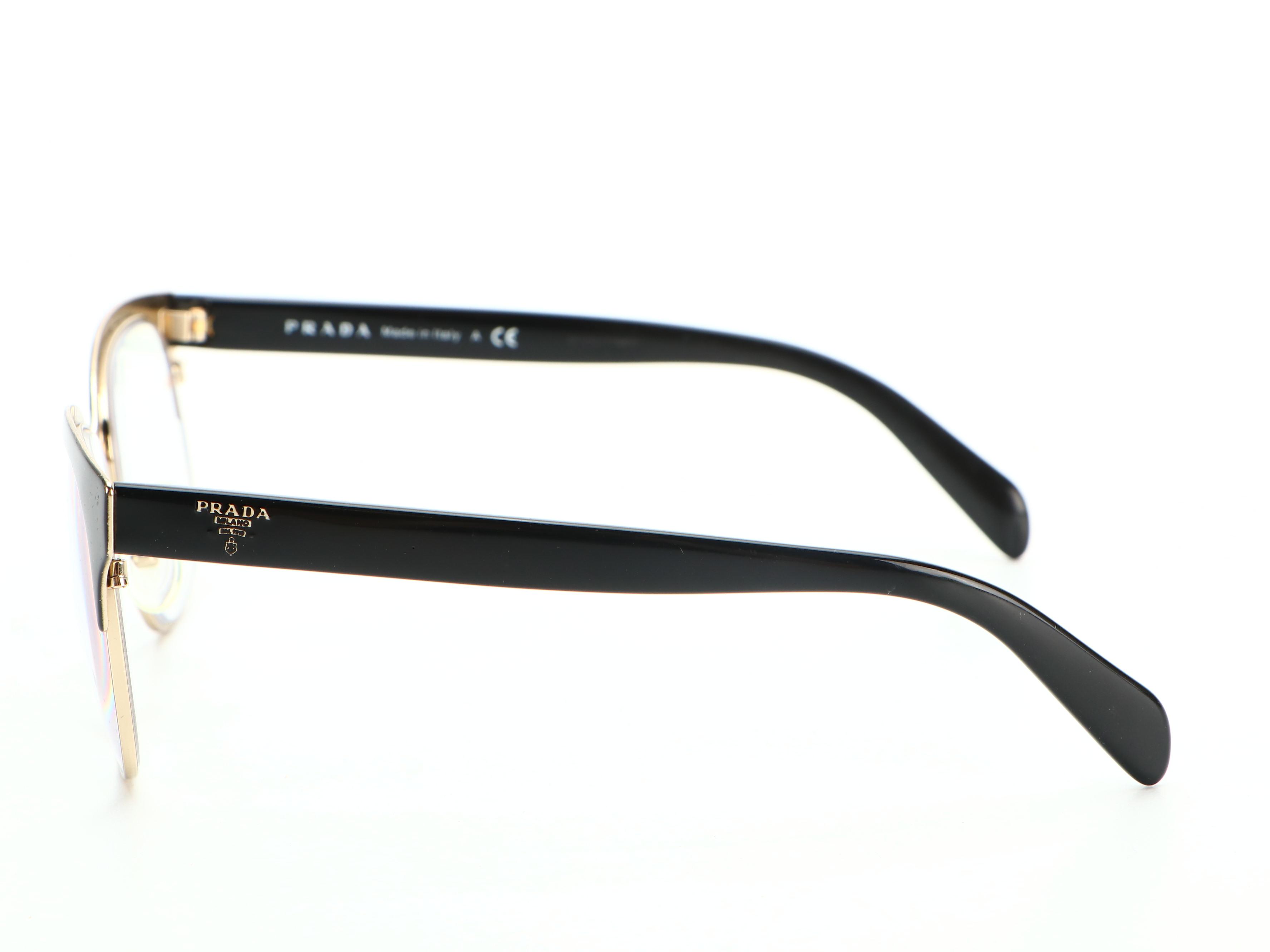 Prada Eyeglasses VPR54S Black Frame Temple Logo with Case