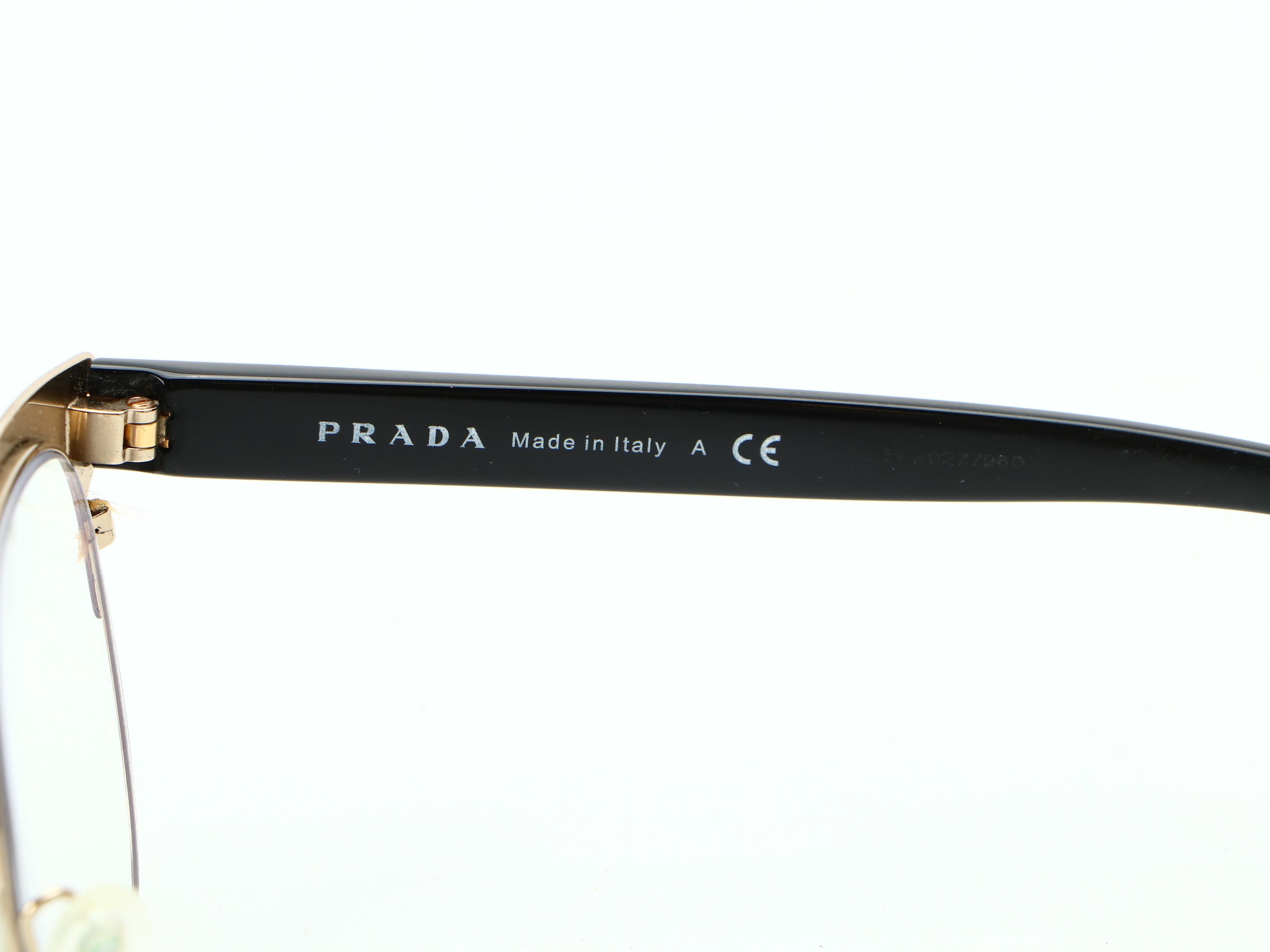 Prada Eyeglasses VPR54S Black Frame Temple Logo with Case
