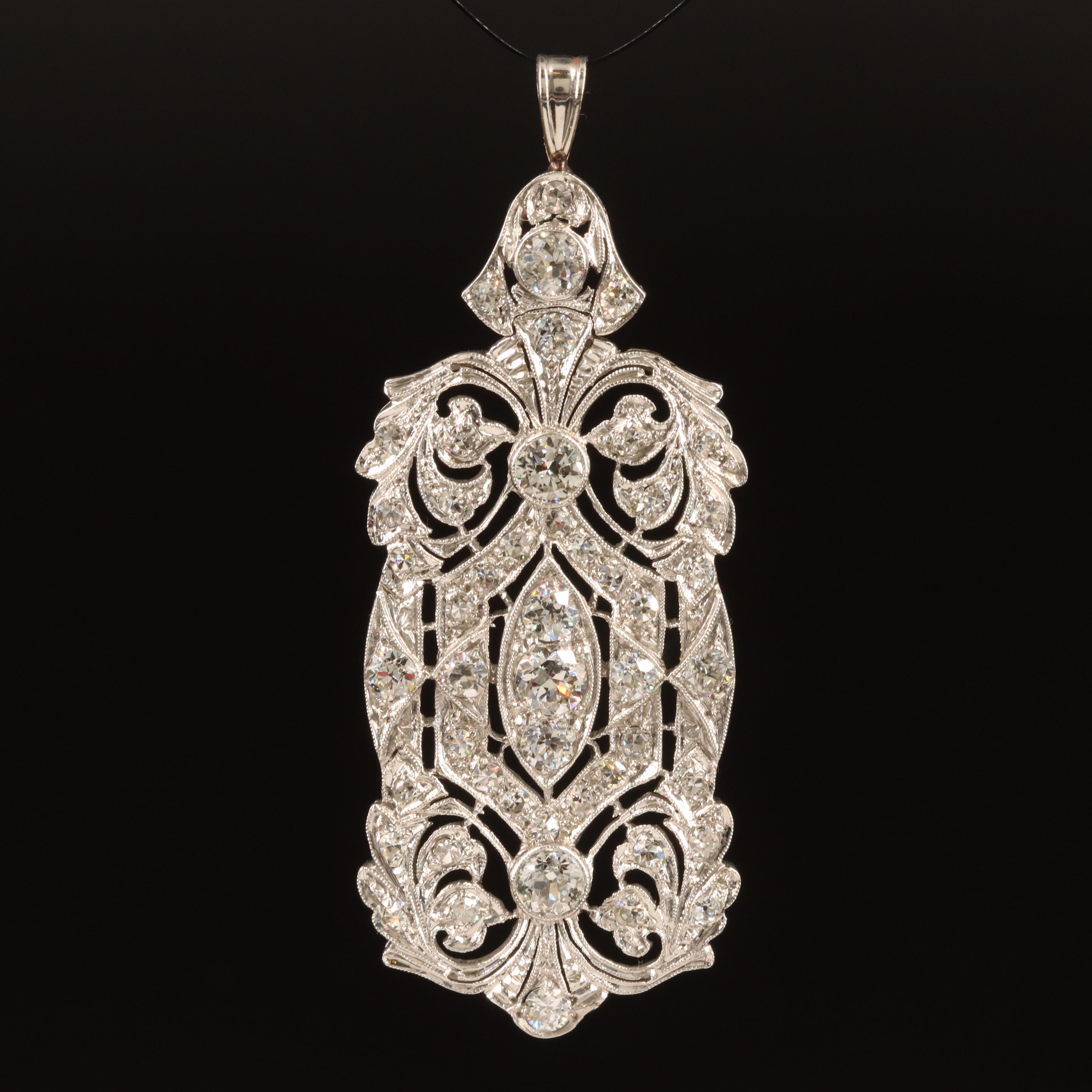 Edwardian Platinum 2.68 CTW Diamond Pendant