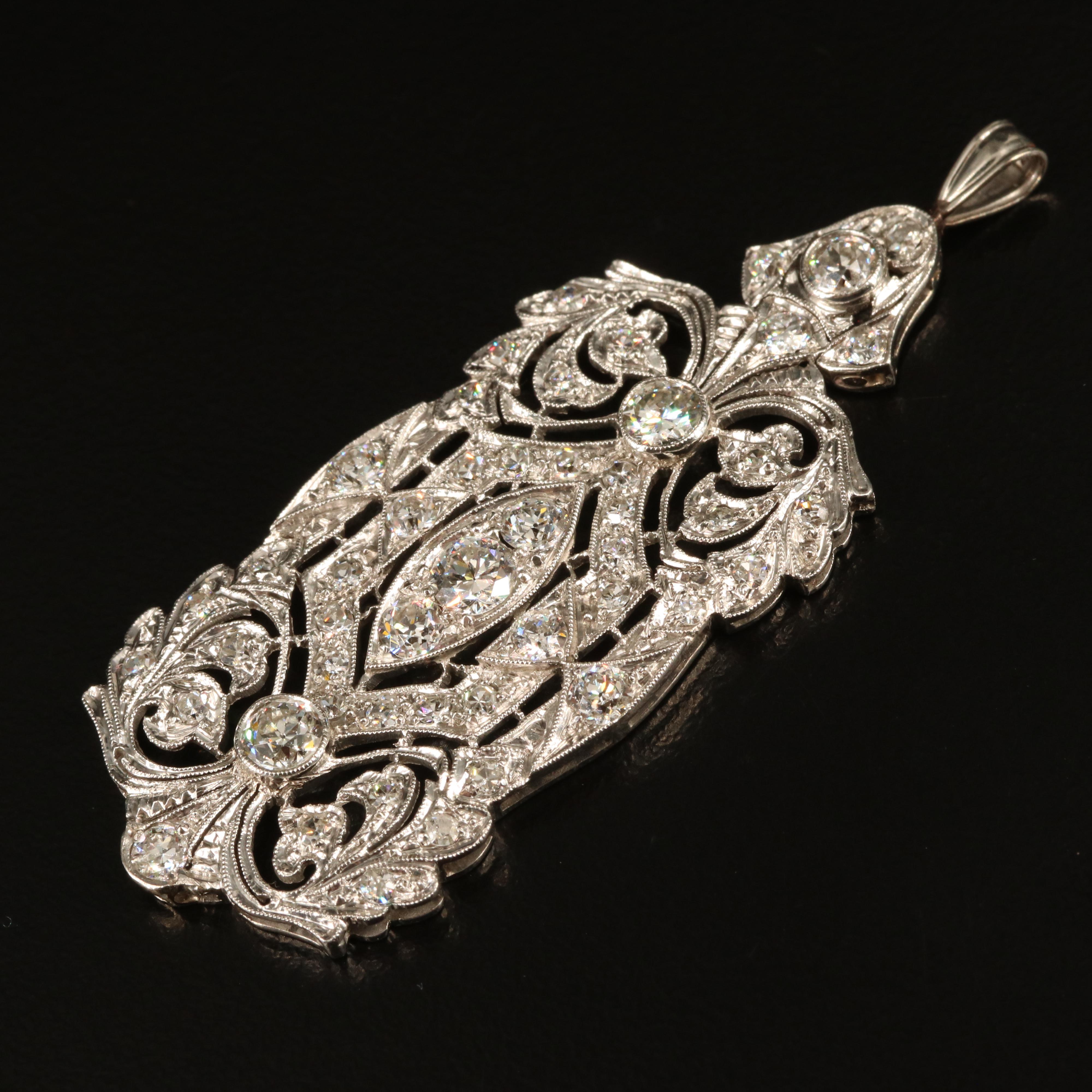 Edwardian Platinum 2.68 CTW Diamond Pendant
