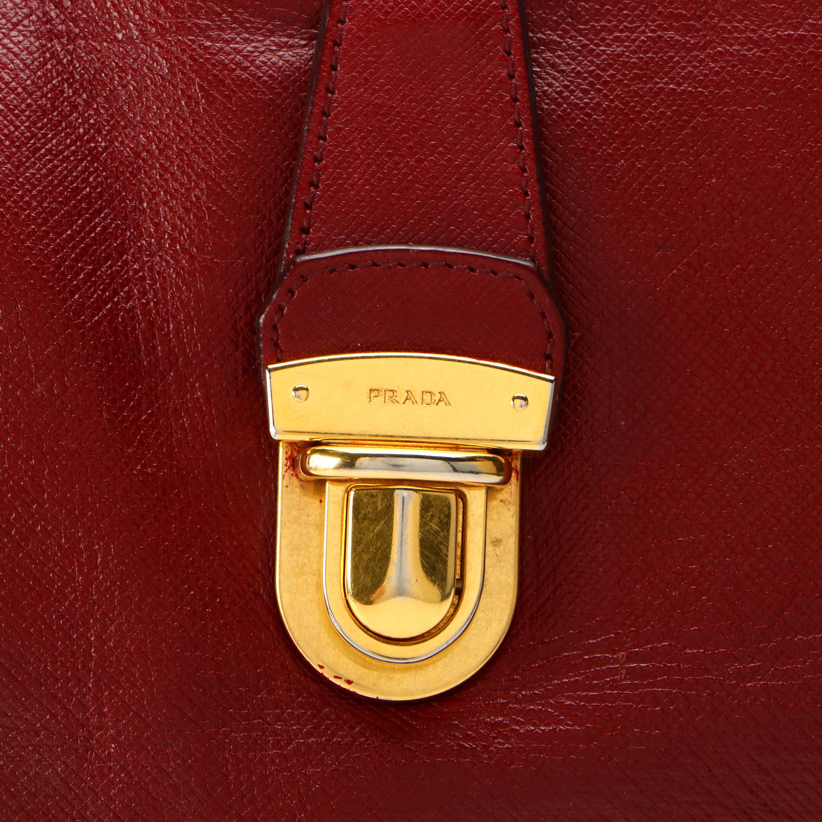 Prada Two-Way Bag in Red Saffiano Leather and Red Tessuto Nylon