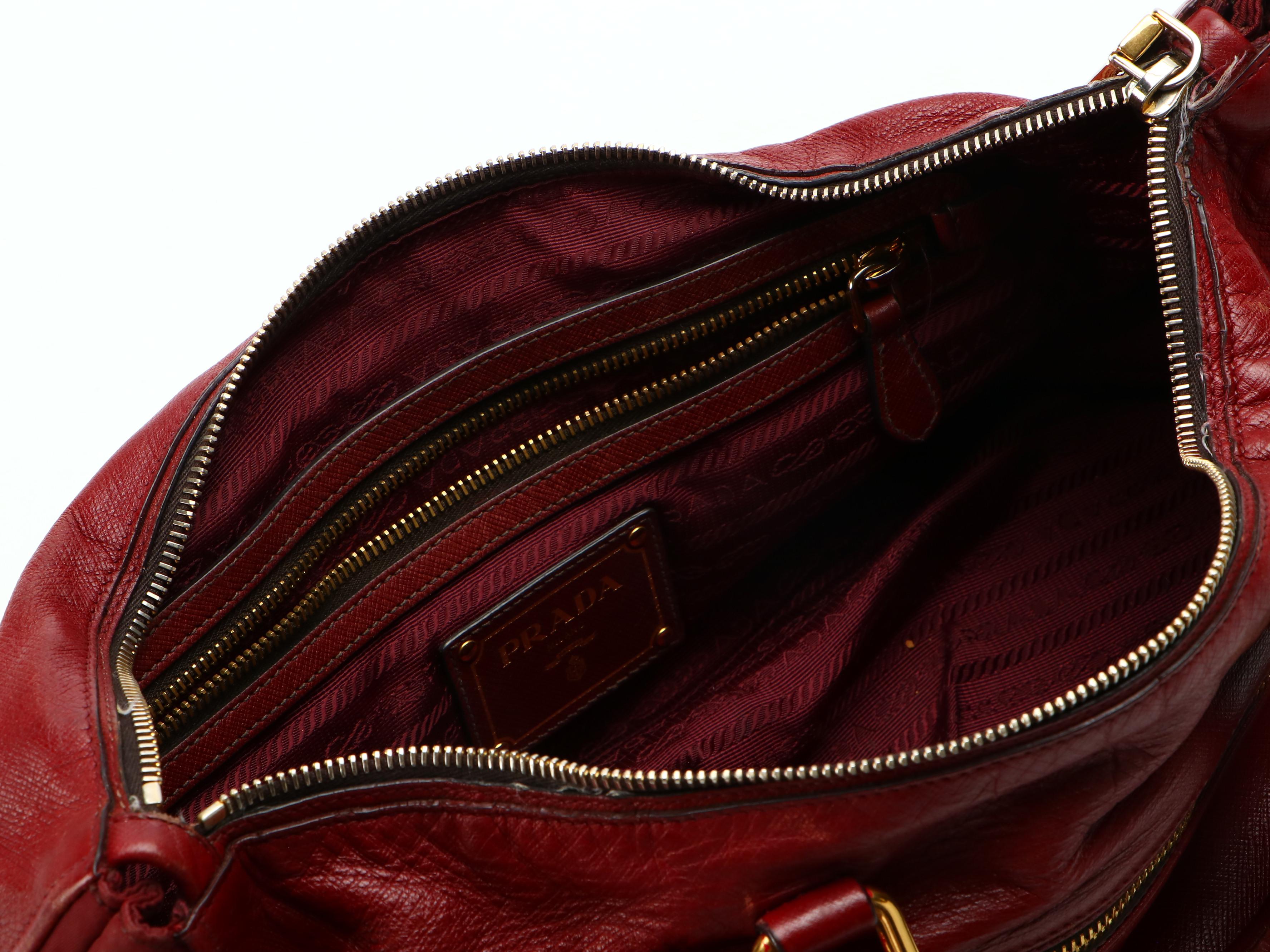 Prada Two-Way Bag in Red Saffiano Leather and Red Tessuto Nylon