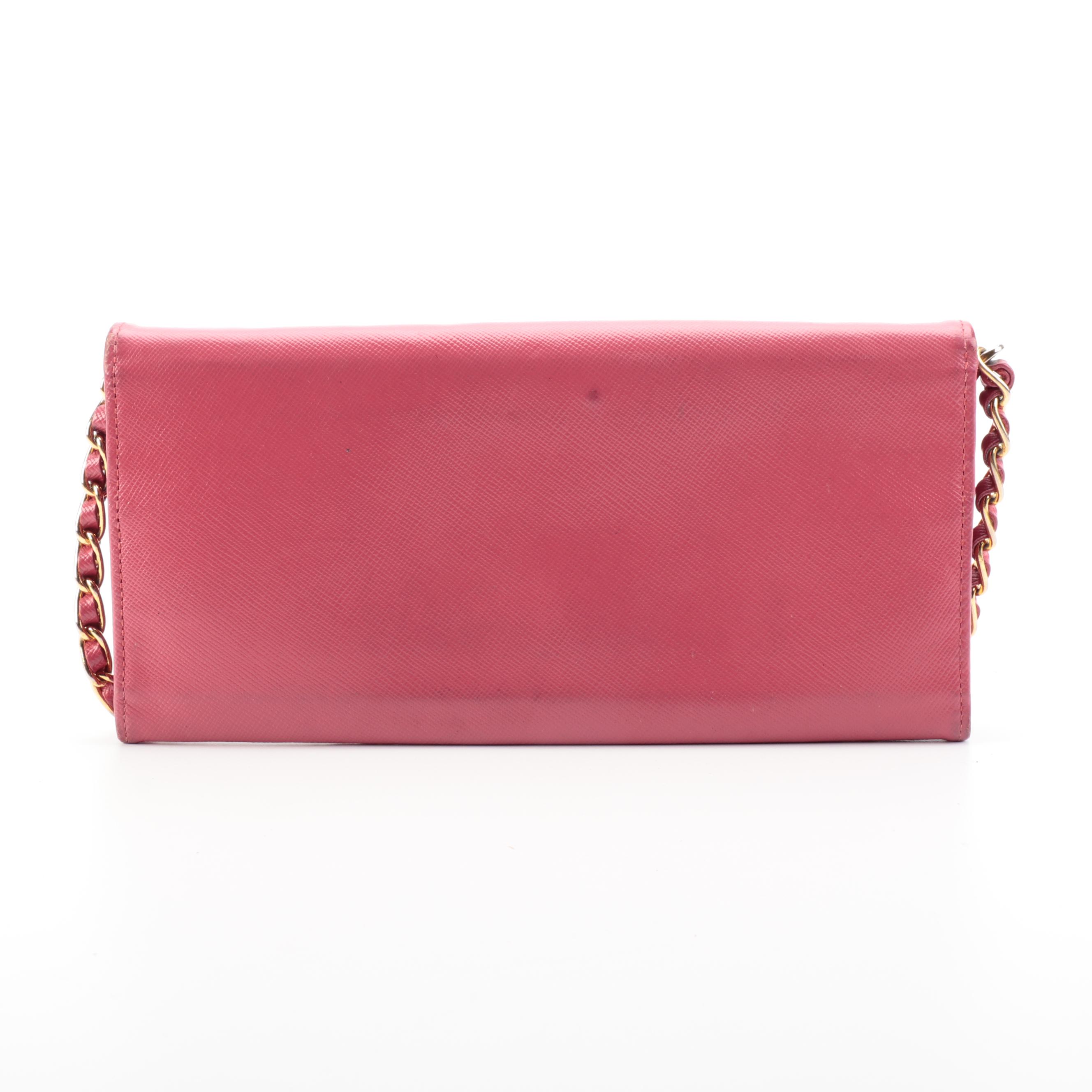 Prada Peonia Saffiano Leather Love Wallet on Chain