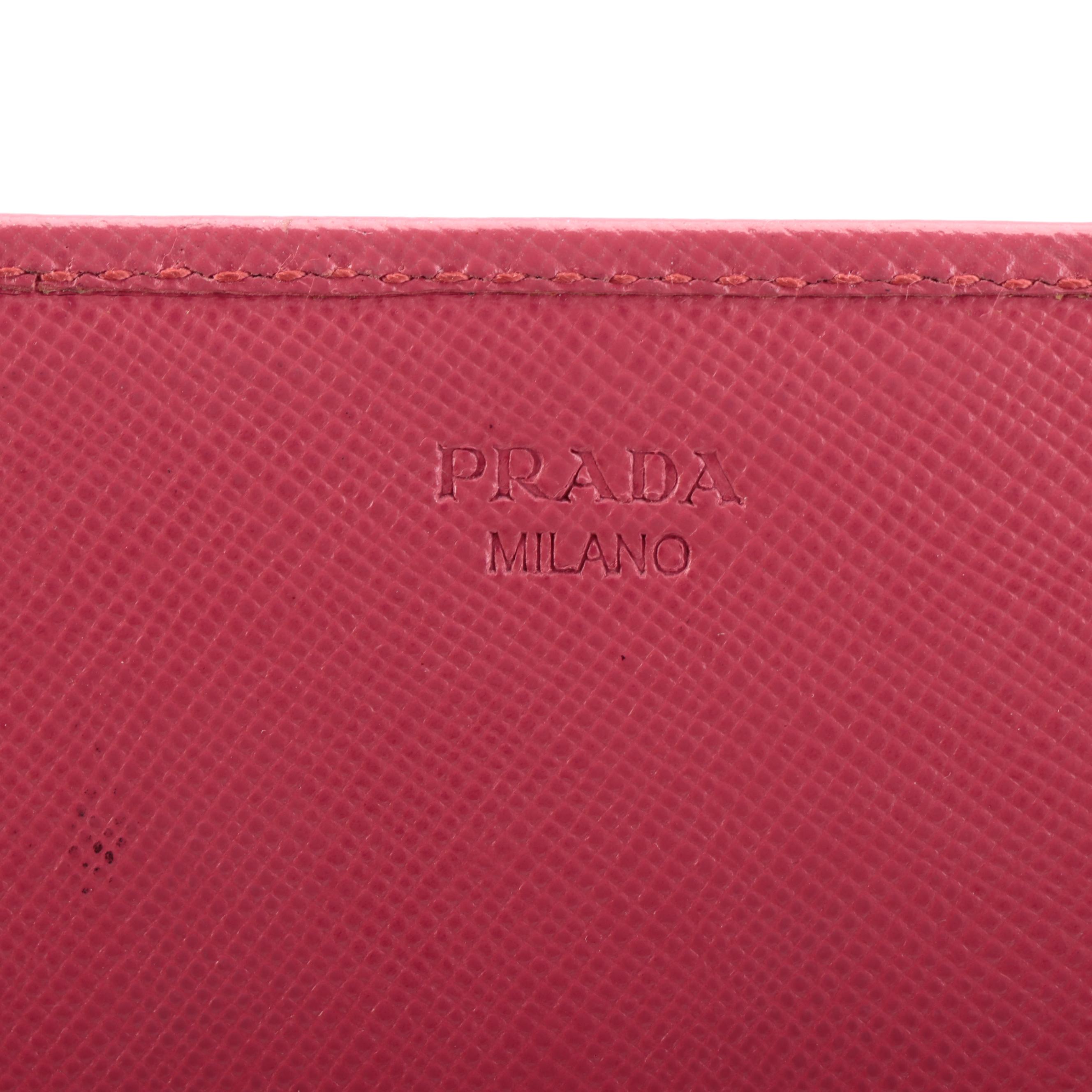 Prada Peonia Saffiano Leather Love Wallet on Chain