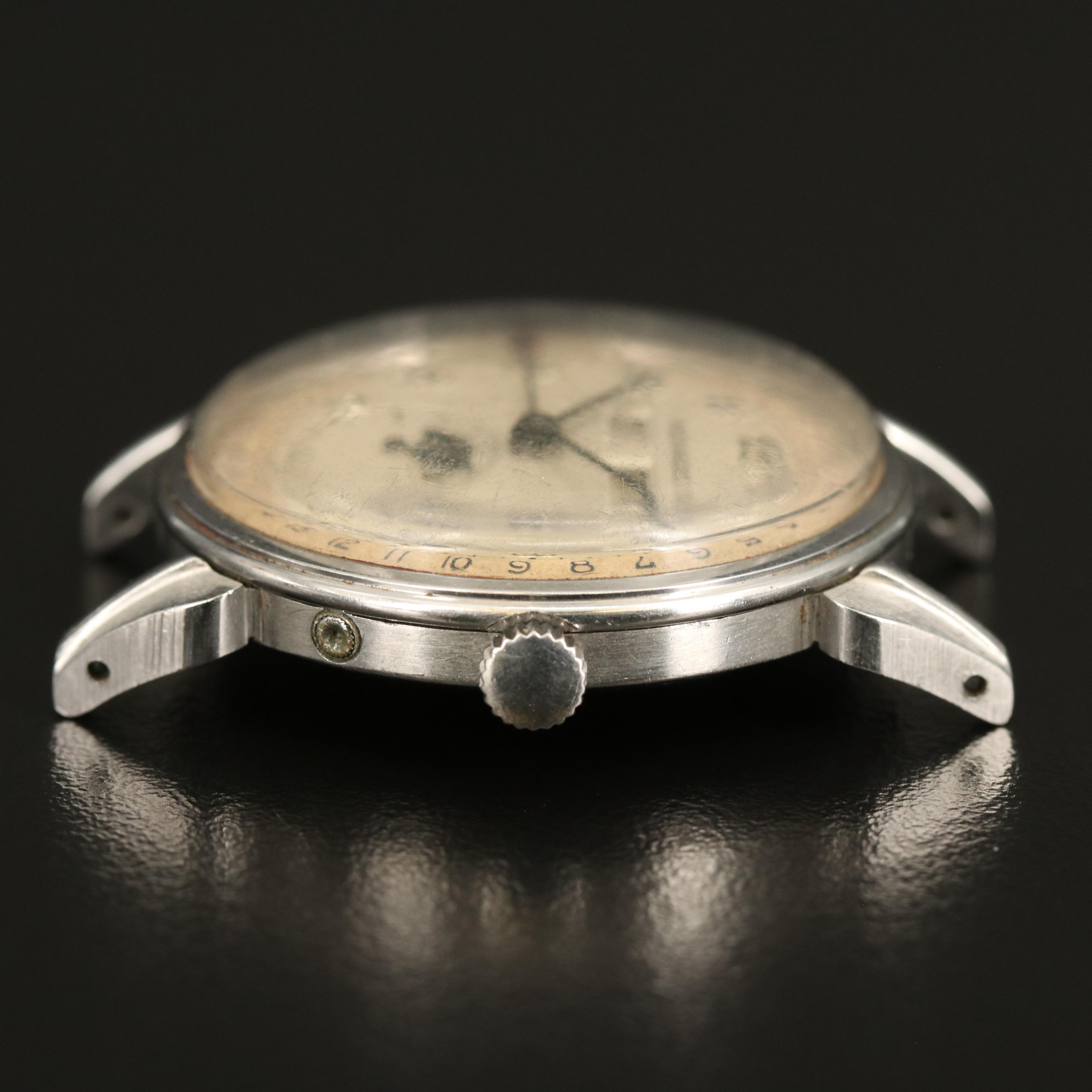 Vintage Movado Celestograf Stainless Steel Stem Wind Watch