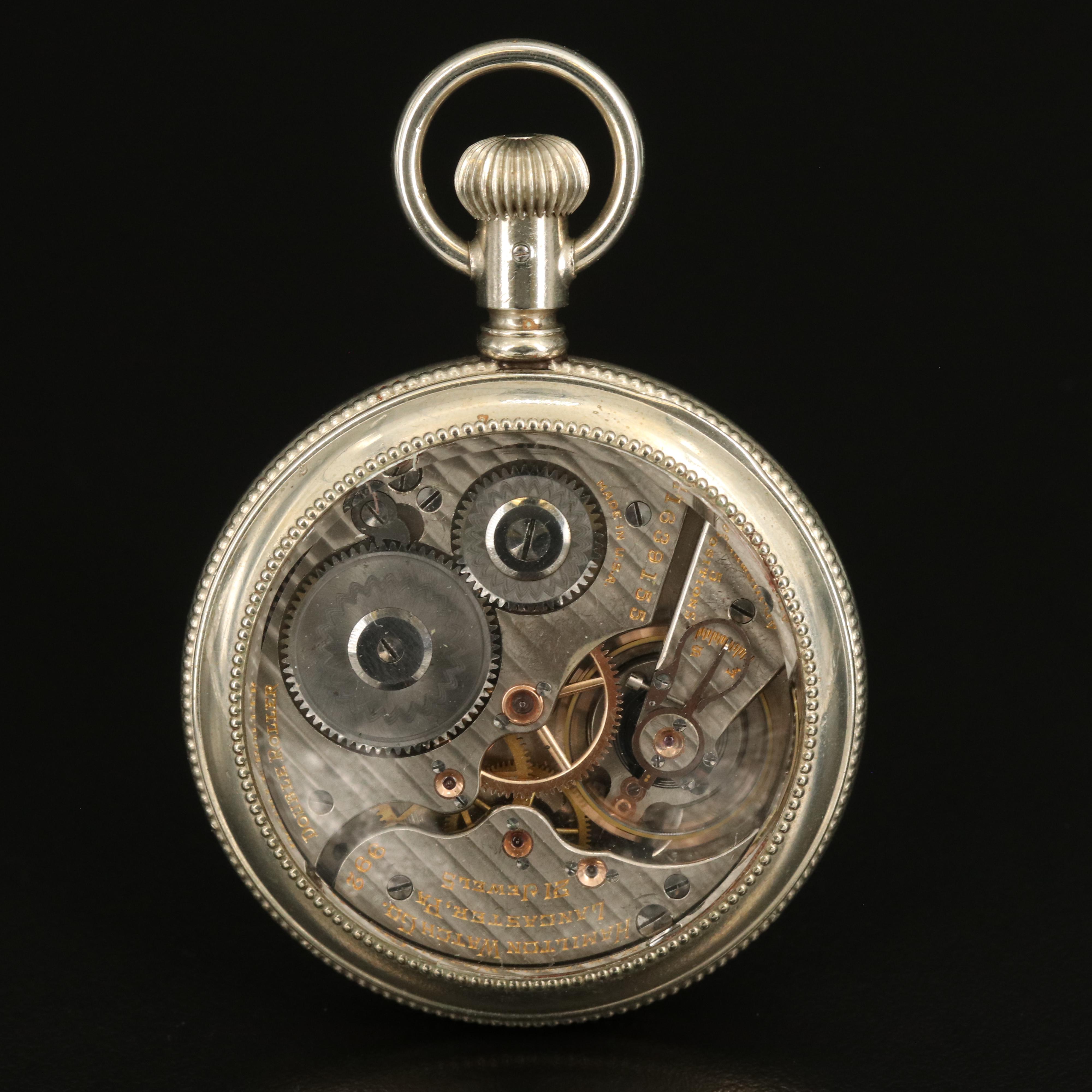 1922 Hamilton Exhibition Back Salesman's Sample Pocket Watch