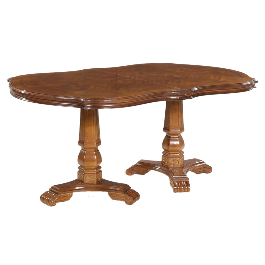 Contemporary Wood Two Pedestal Dining Table
