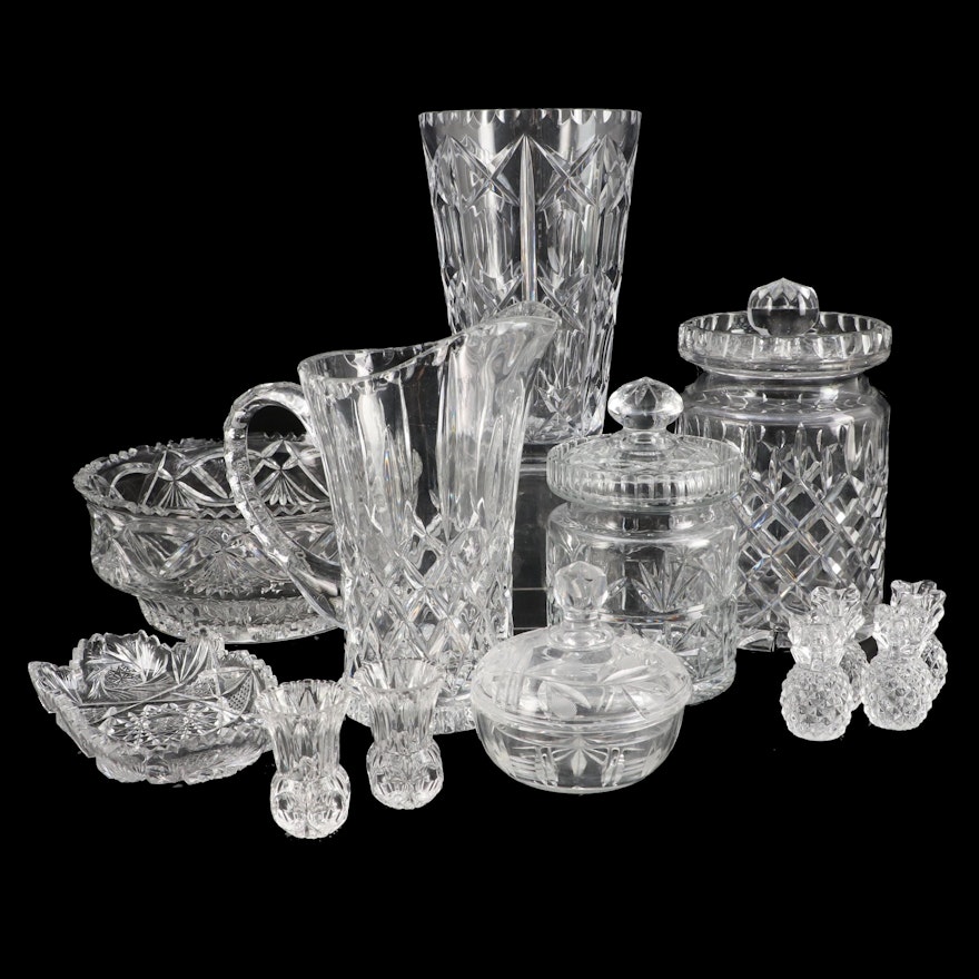 Crystal and Cut Glass Lidded Jars, Serveware and Tableware