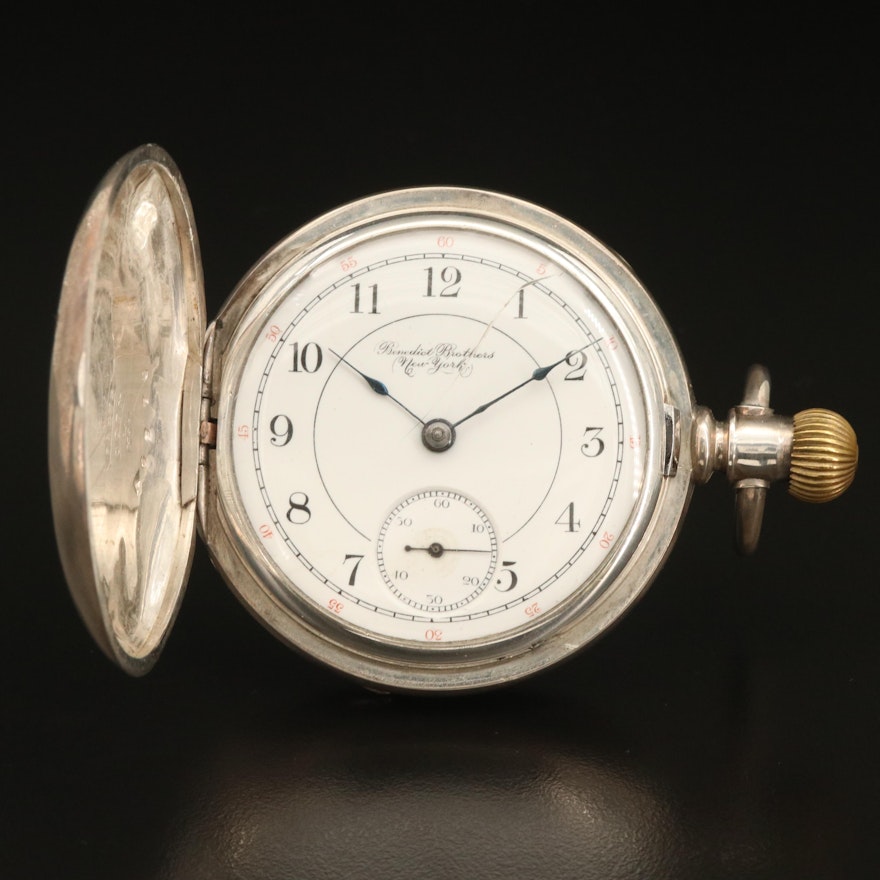1894 Benedict Brothers New York Coin Silver Pocket Watch