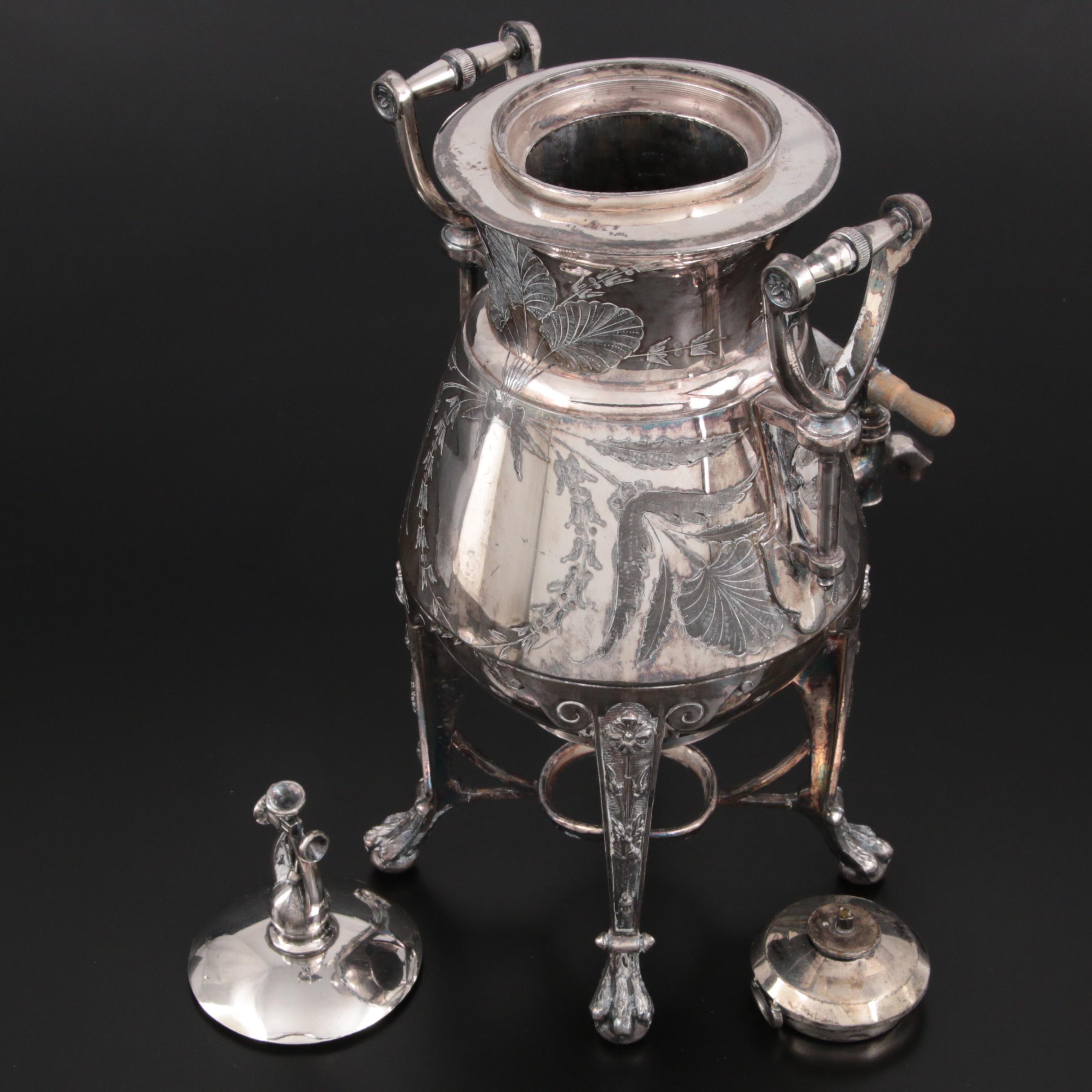 Reed & Barton Silver Plate Samovar and Burner, Late 19th to Early 20th C.