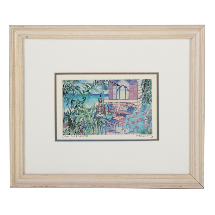 Eileen Seitz Offset Lithograph "Island Bed & Breakfast"