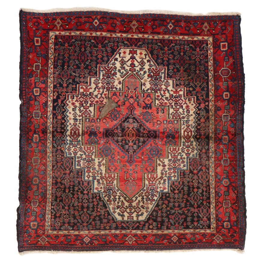 4'3 x 4'7 Hand-Knotted Persian Senneh Area Rug