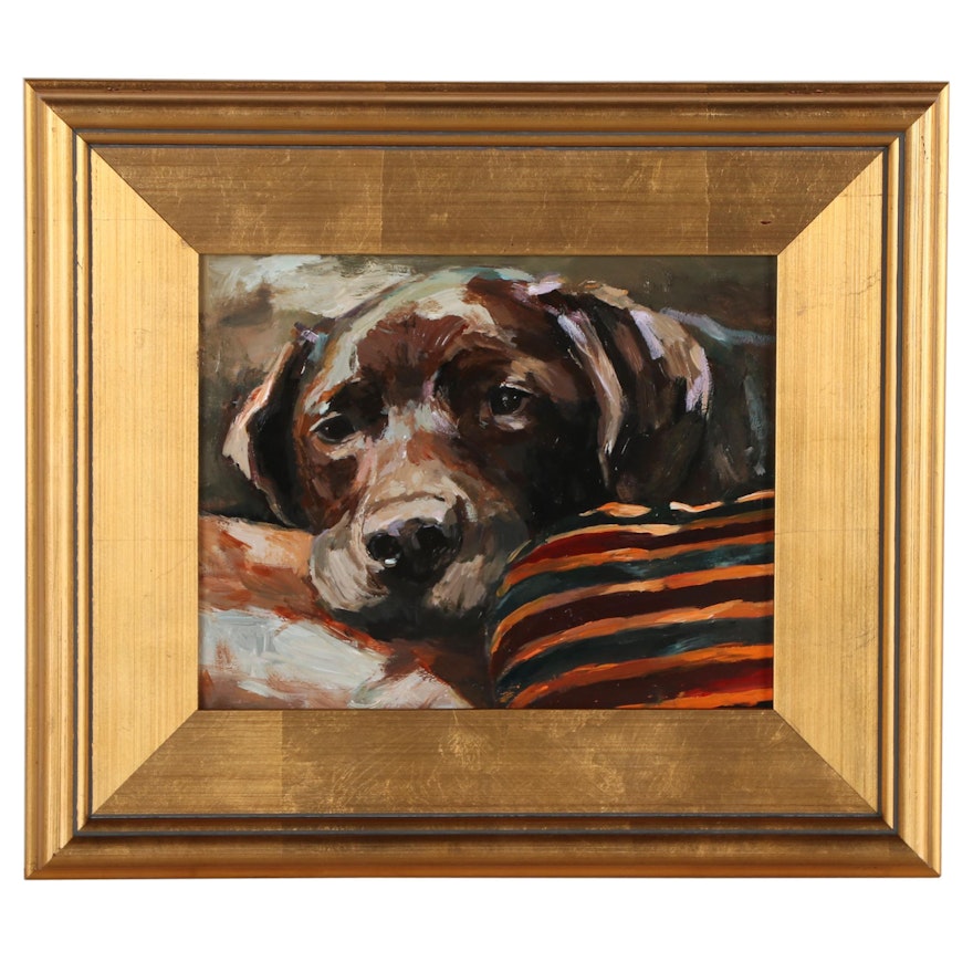 Adam Deda Oil Painting "Chocolate Labrador," 2021