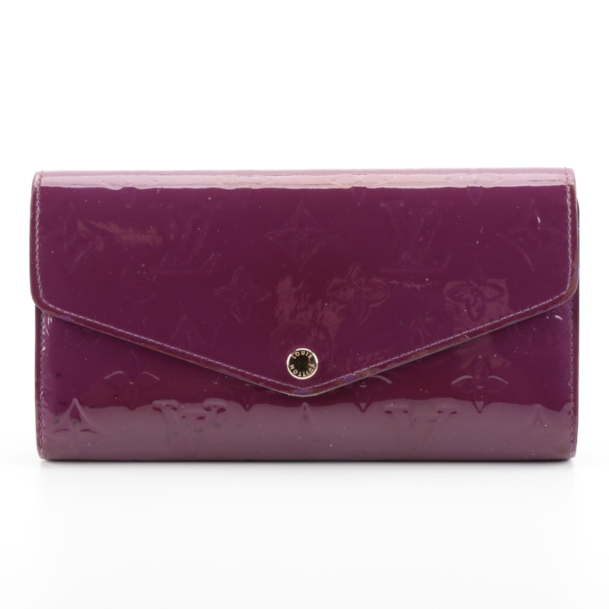 Louis Vuitton Portefeuille Sarah NM in Amethyste Monogram Vernis Leather/Box