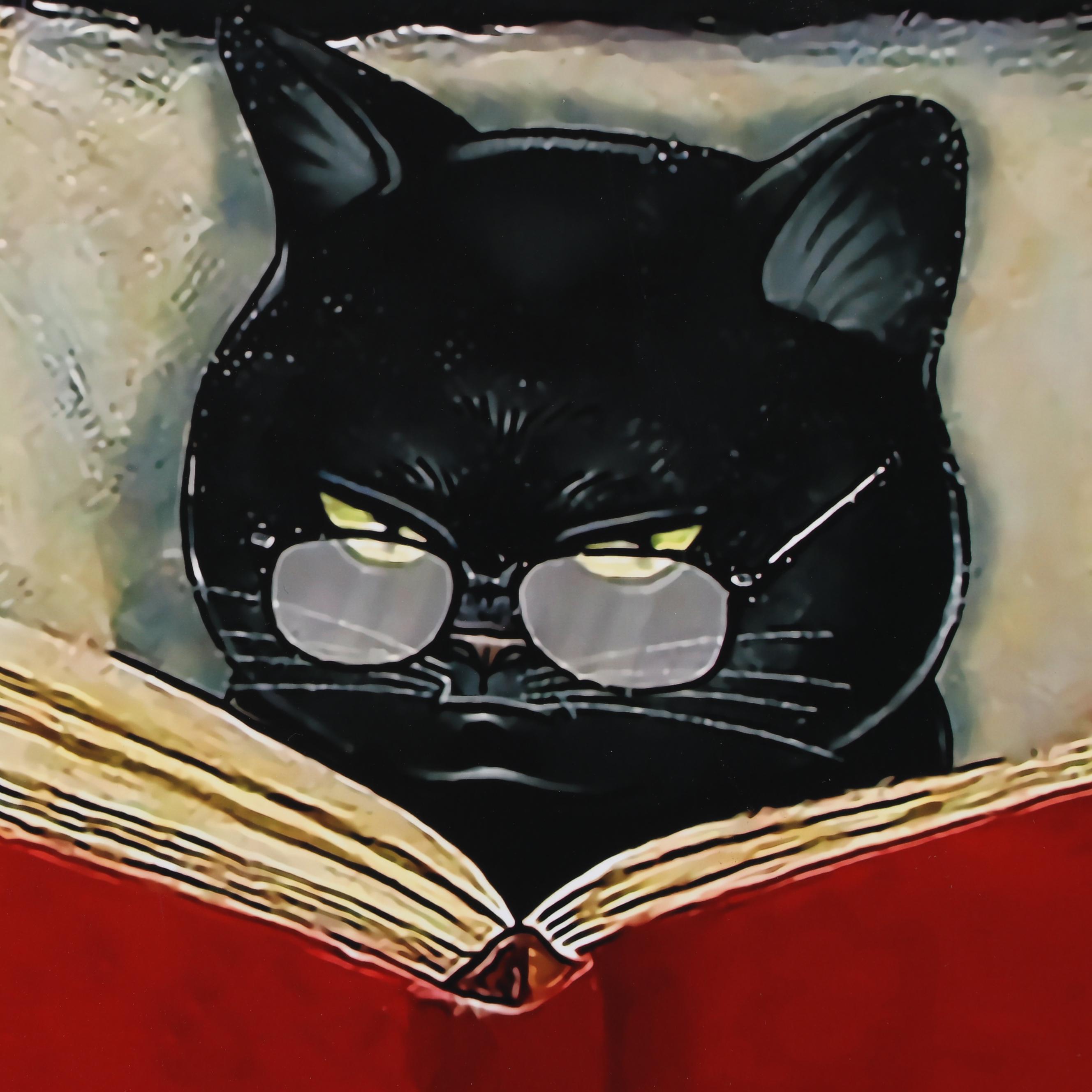 Giclée of Black Cat Reading, 21st Century