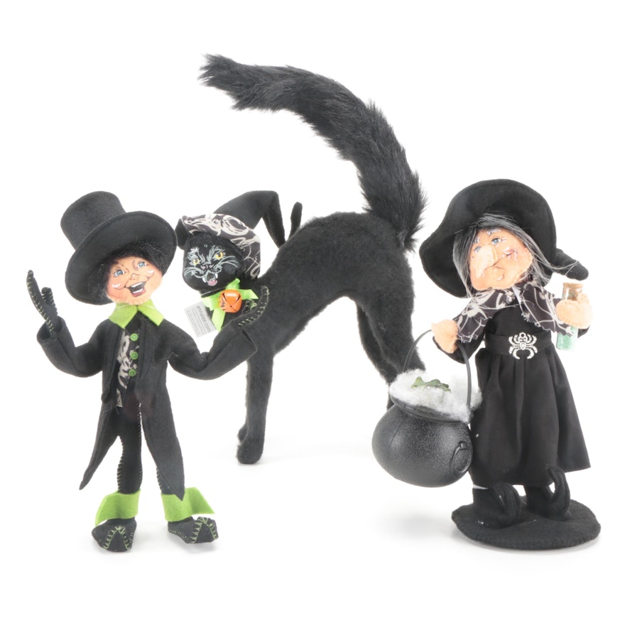 Annalee "Ghostly Hag", "Ghostly Halloween Elf" and "Scaredy Cat" Figurines