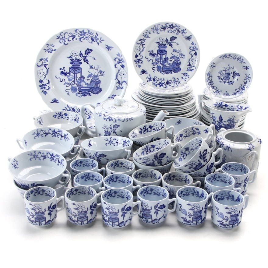 Copeland Spode "Blue Bowpot" Stone China Tea Service and Dinnerware