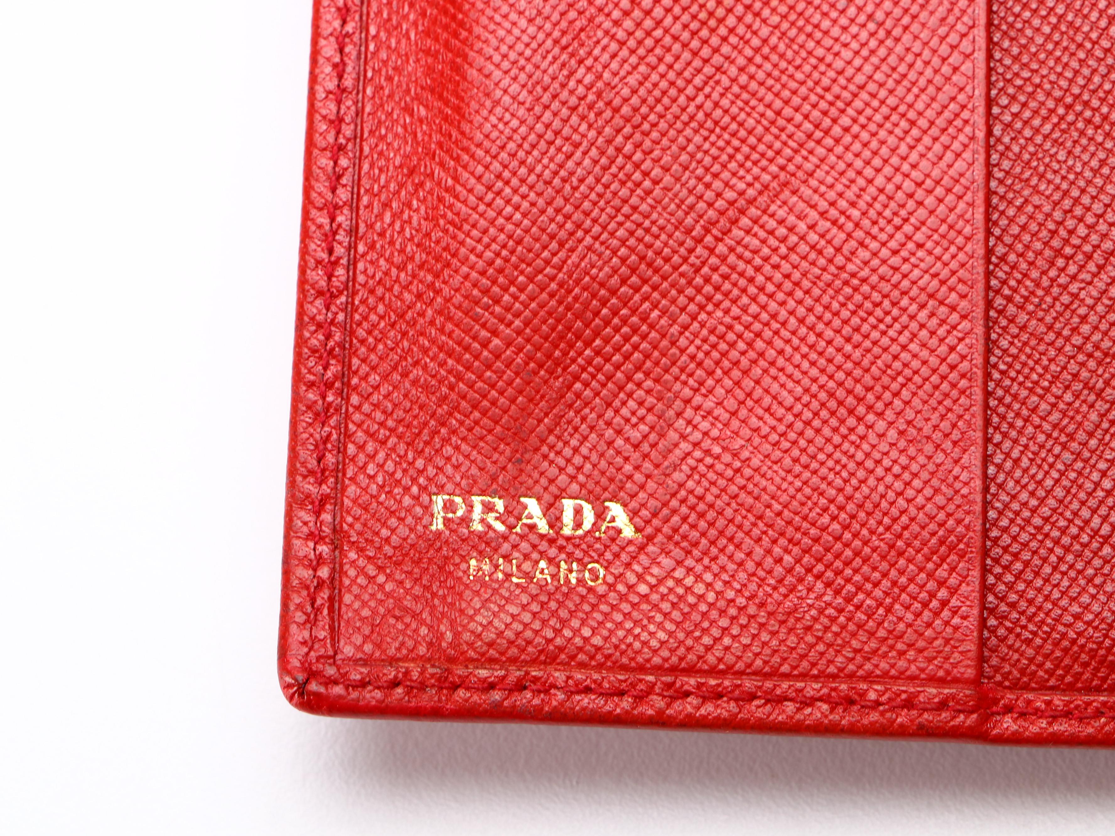 Prada Front Flap Wallet in Red Saffiano Leather