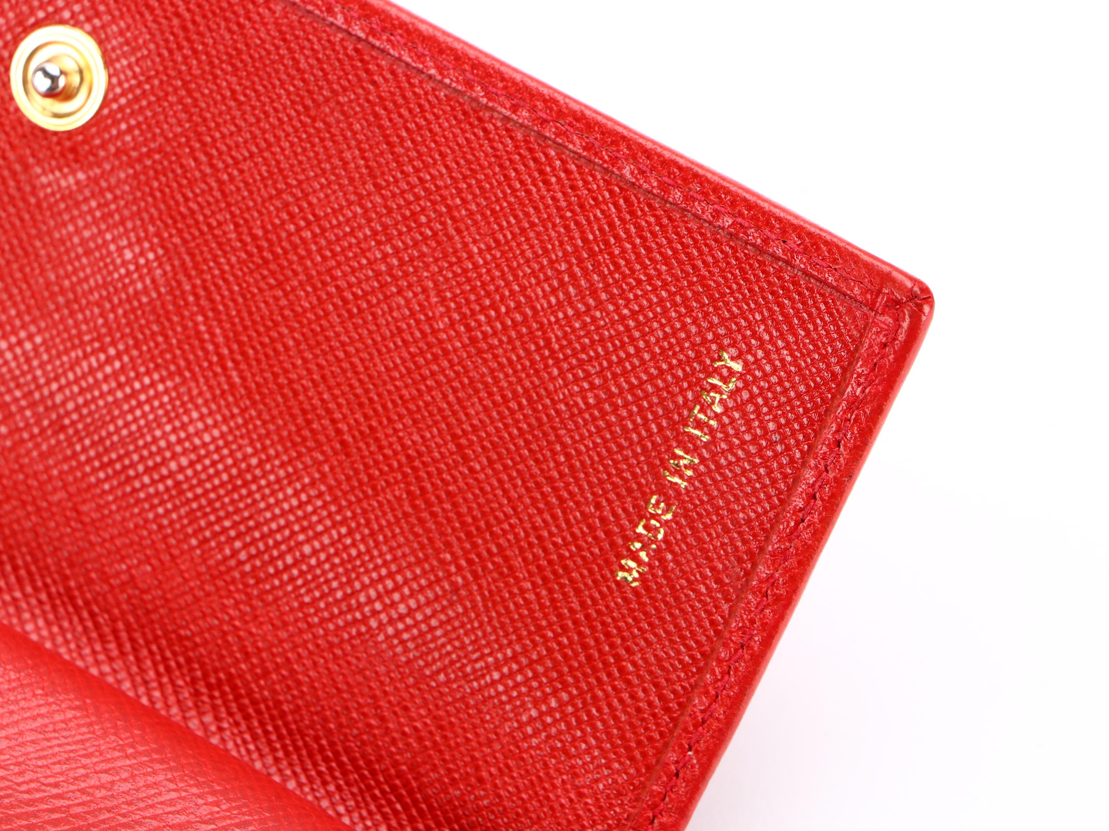 Prada Front Flap Wallet in Red Saffiano Leather