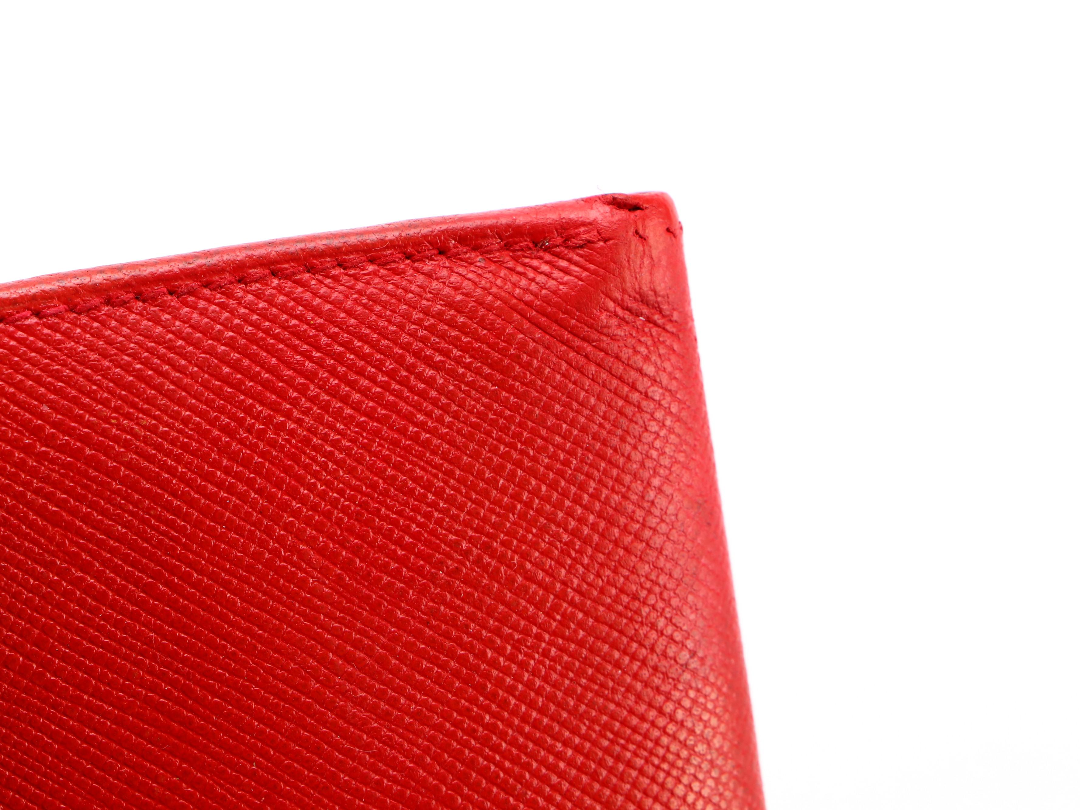 Prada Front Flap Wallet in Red Saffiano Leather