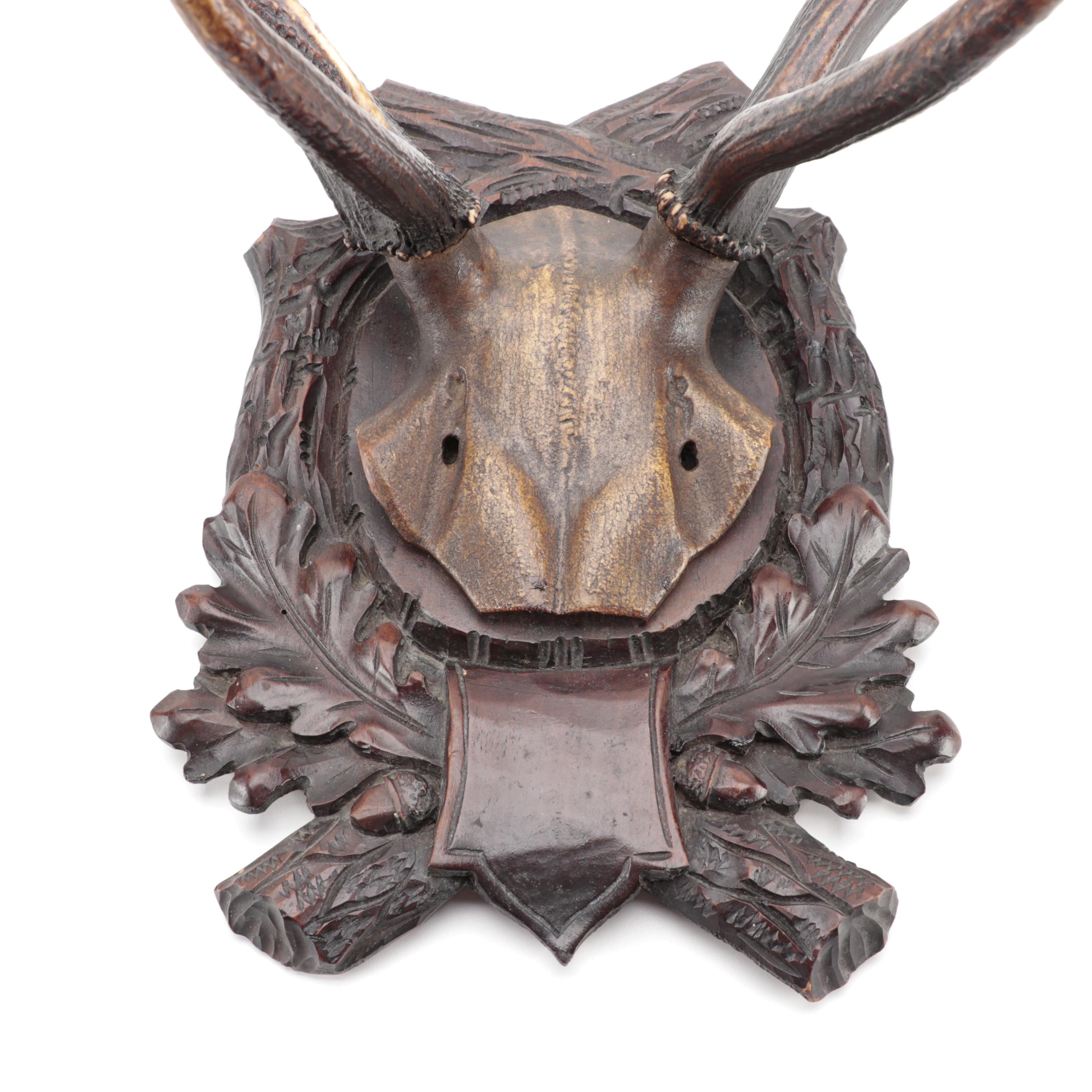 Taxidermy Black Forest Red Deer Antler Mount with Other Resin Antler Wall Mounts