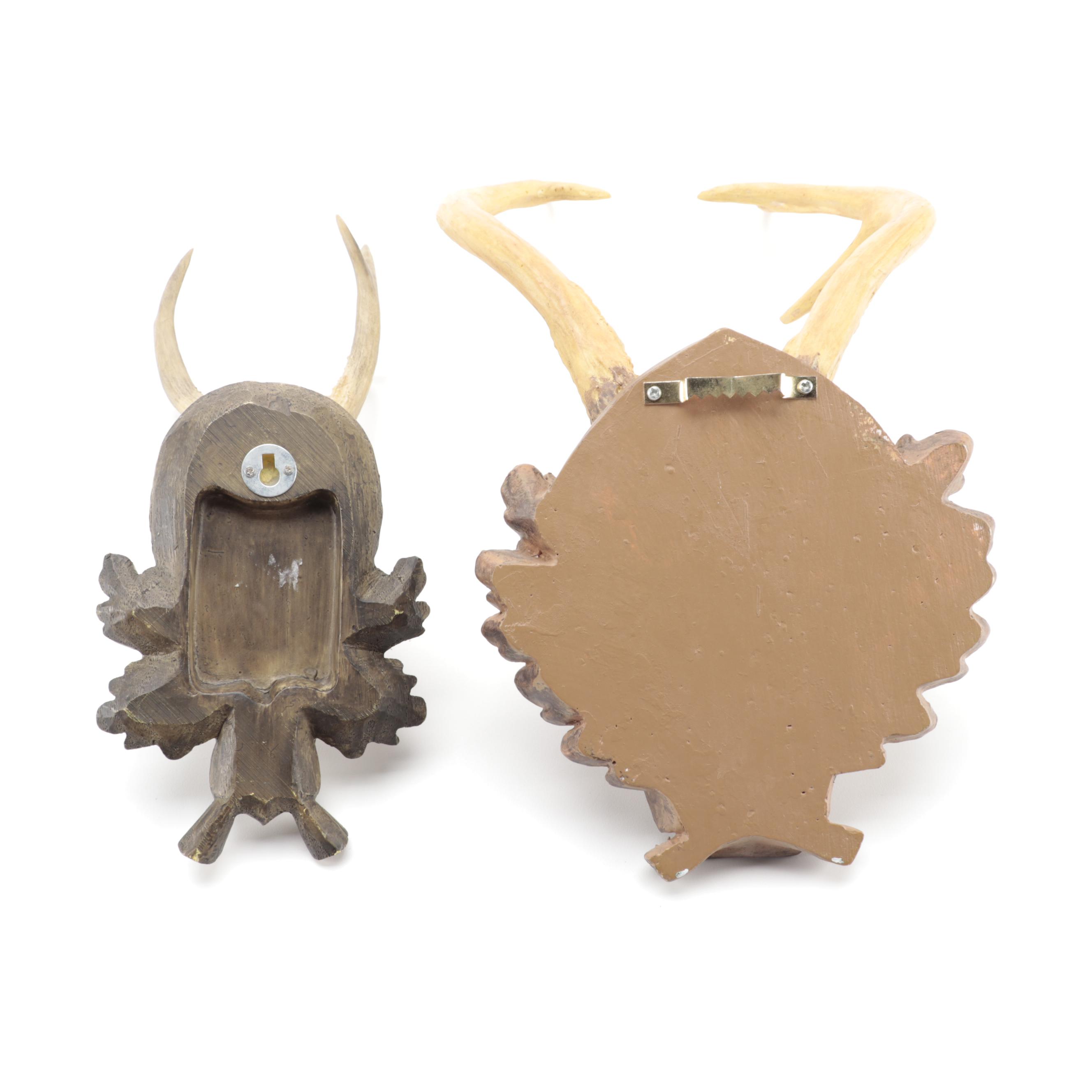 Taxidermy Black Forest Red Deer Antler Mount with Other Resin Antler Wall Mounts