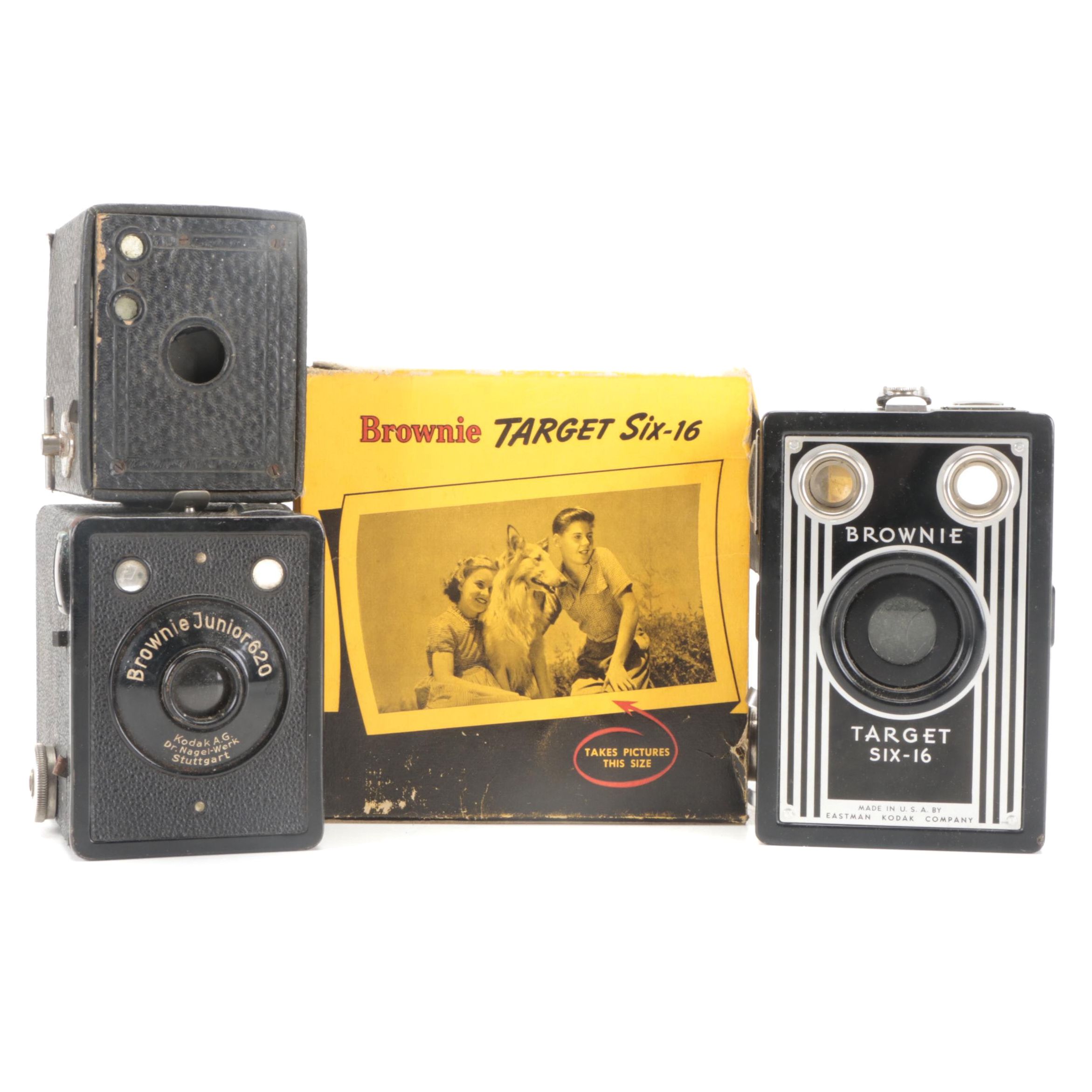 Kodak Brownie Target Six-16, Junior 620 and No. 0 Box Cameras