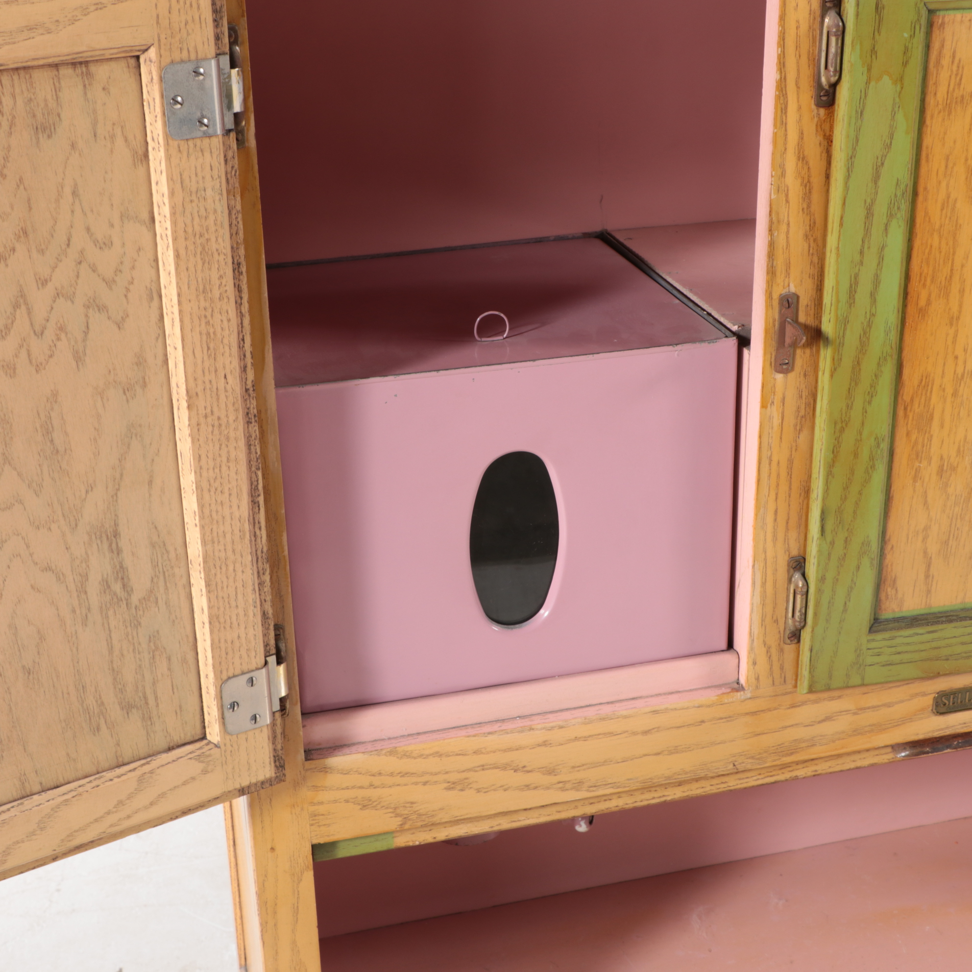 Sellers Oak Hoosier Cabinet, Circa 1930